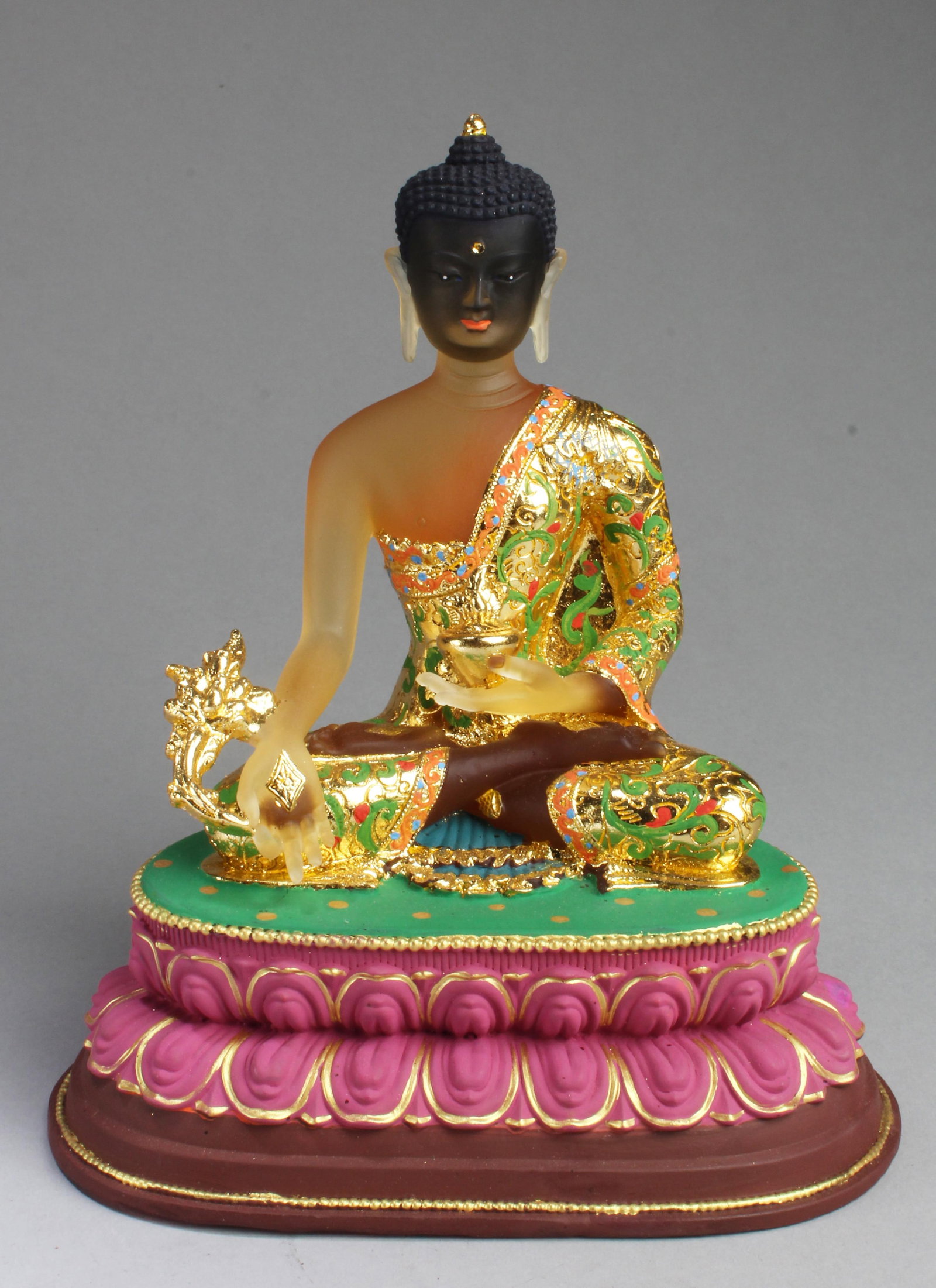 Chinese Peking Glass Seated Buddha Statue: Chinese Peking Glass Seated Buddha Statue. Height: 8.5"