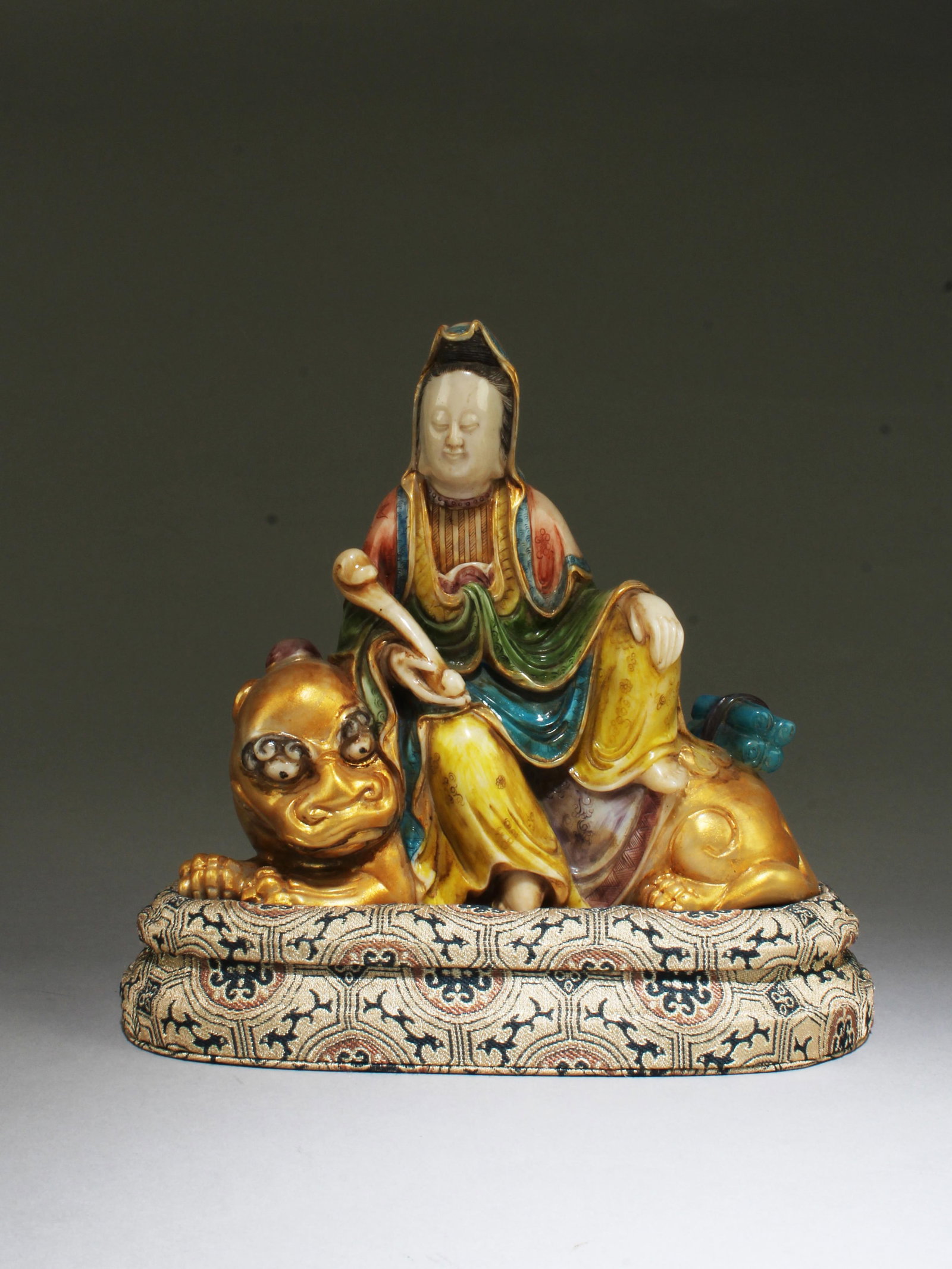 A Carved Polychrome Soapstone Guanyin Statue (1 of 5)