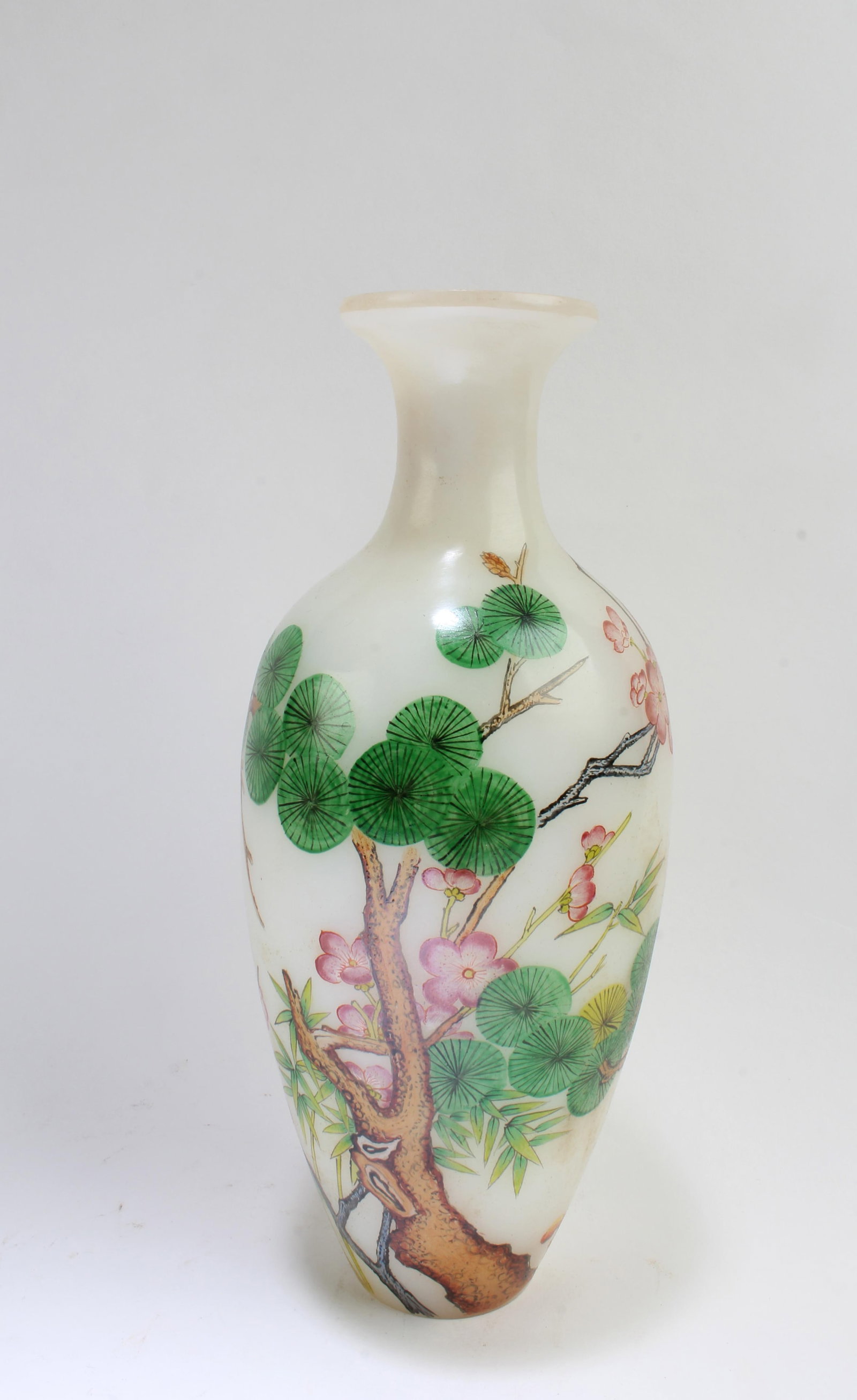 Chinese Enamel Peking Glass Vase: Chinese Enamel Peking Glass Vase. Height: 7.65"