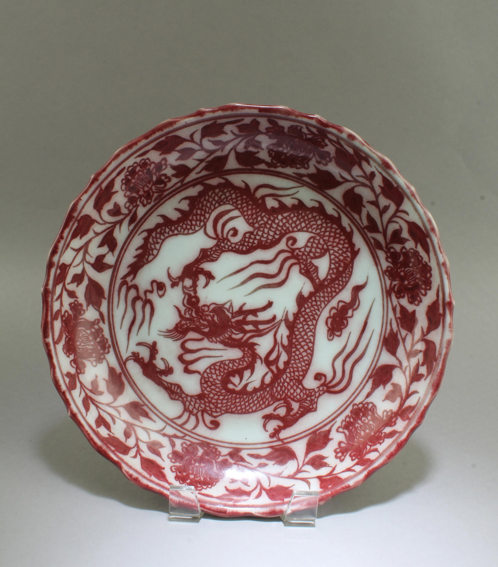 Chinese Iron Red Porcelain Plate (1 of 2)