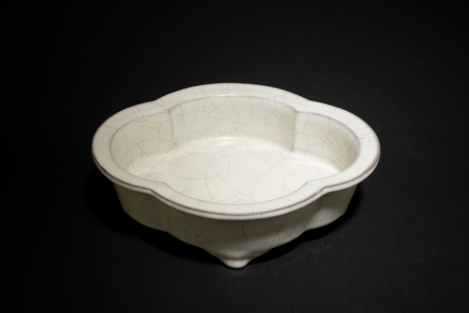 A Glazed Crackleware Ink Washer: A Glazed Crackleware Ink Washer. Length: 7"