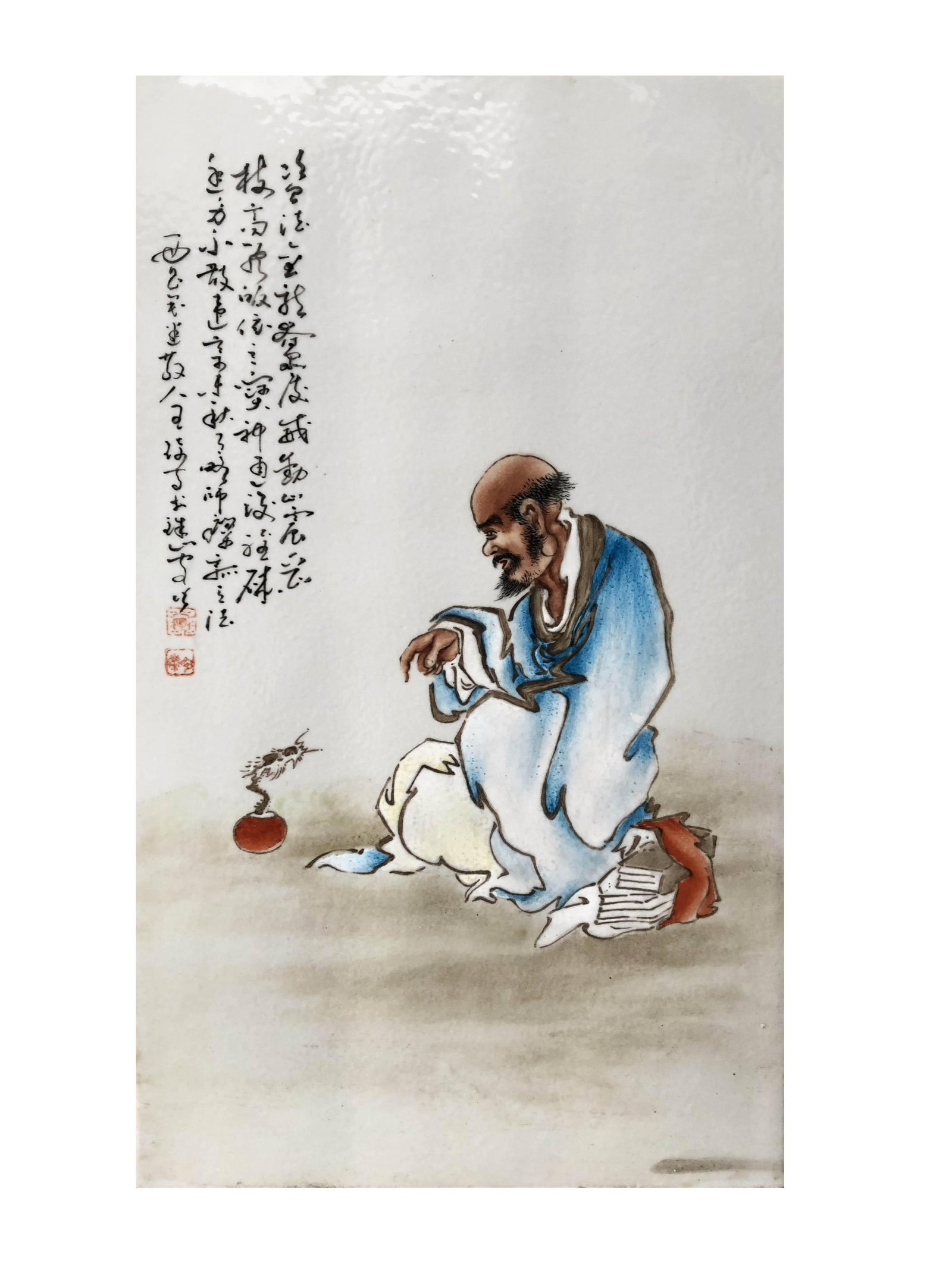 Porcelain Painting: Porcelain Painting. Length: 12.5" Height: 21.25"