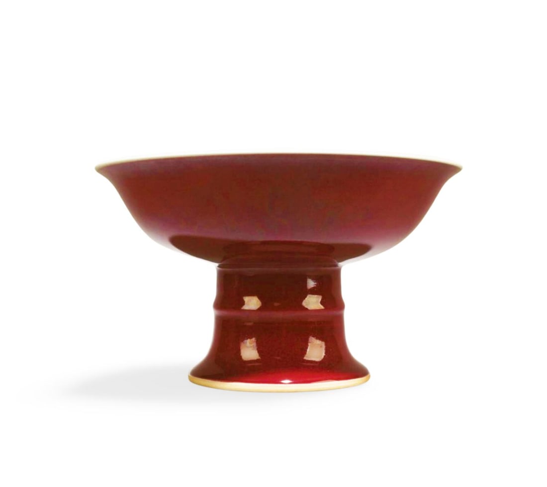 A Red Glazed Stem Plate - 3