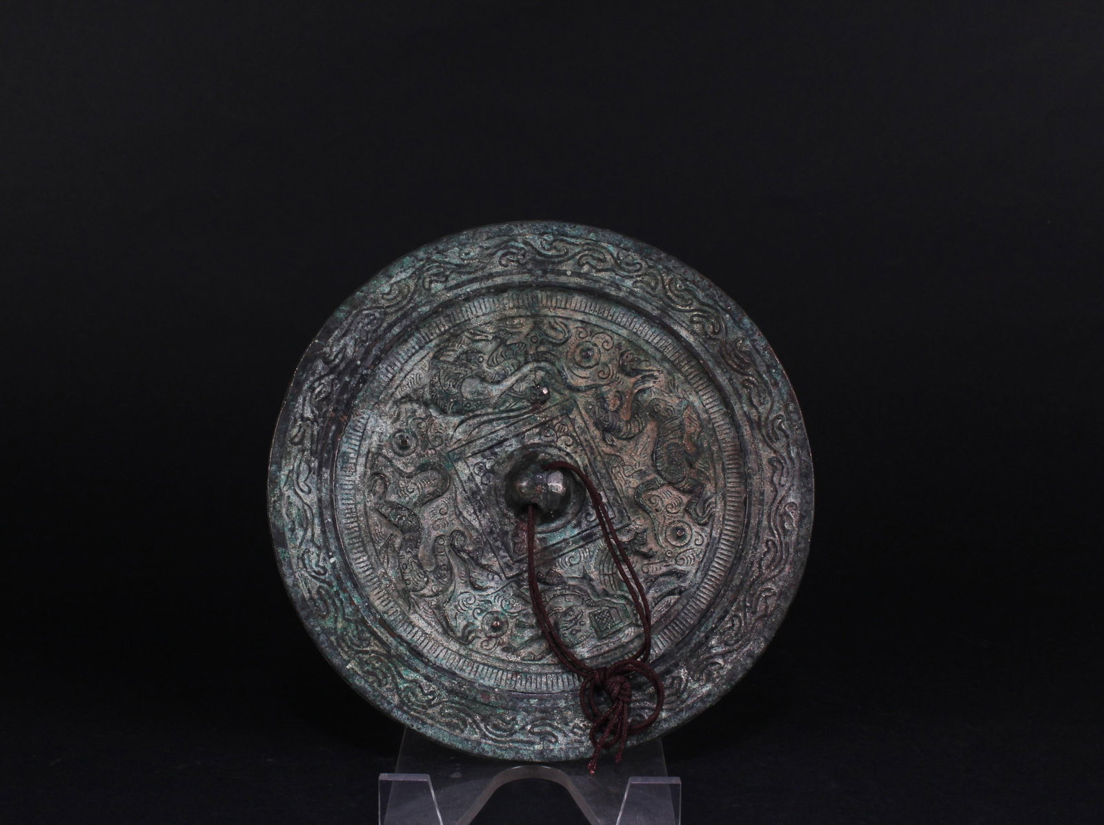 Chinese Bronze Mirror: Chinese Bronze Mirror. Diameter: 7.35"