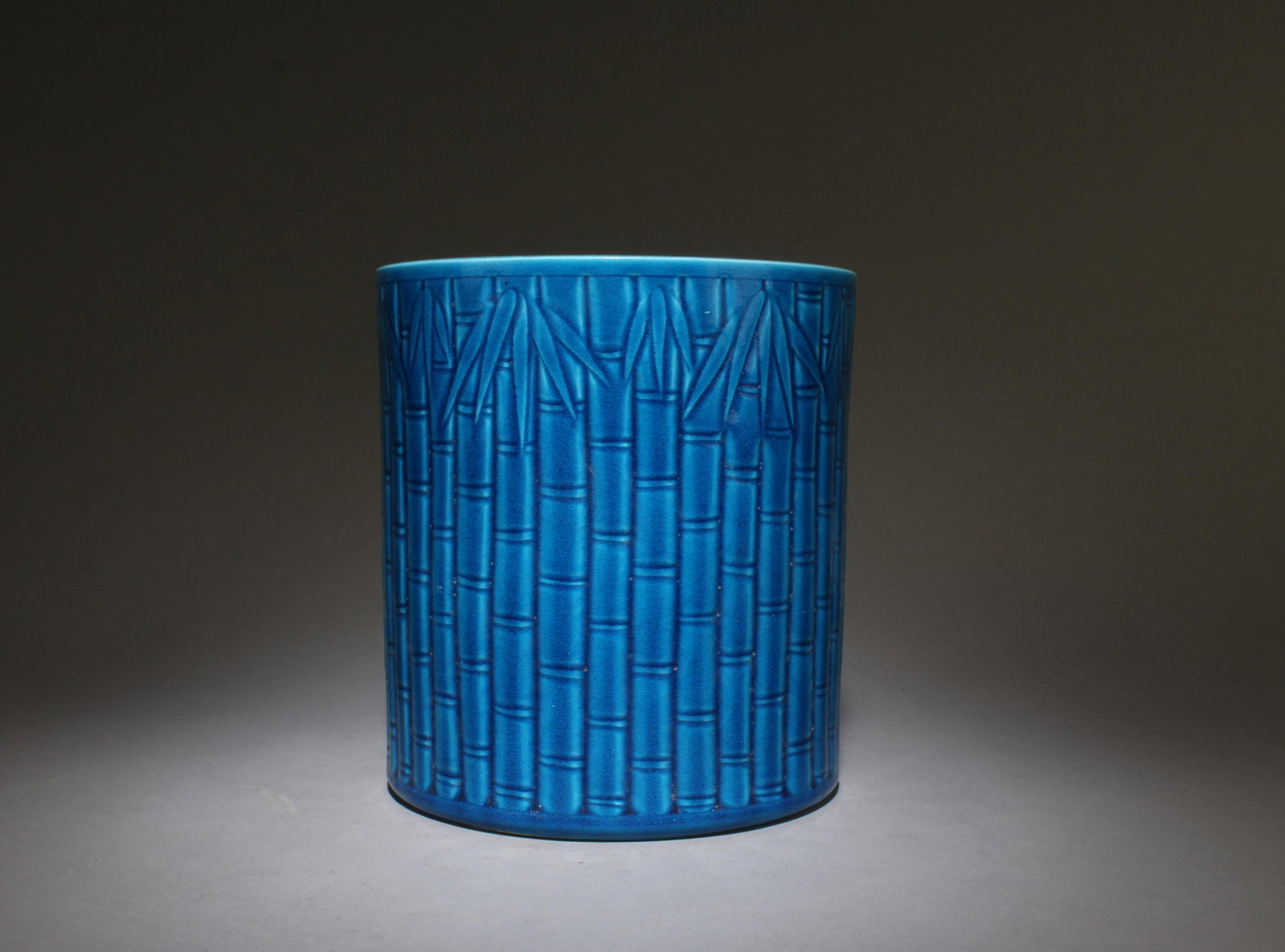 Chinese Blue Color Porcelain Brushpot: Chinese Blue Color Porcelain Brushpot. 'YongZheng' mark at base.Diameter: 6" Height: 6.5"
