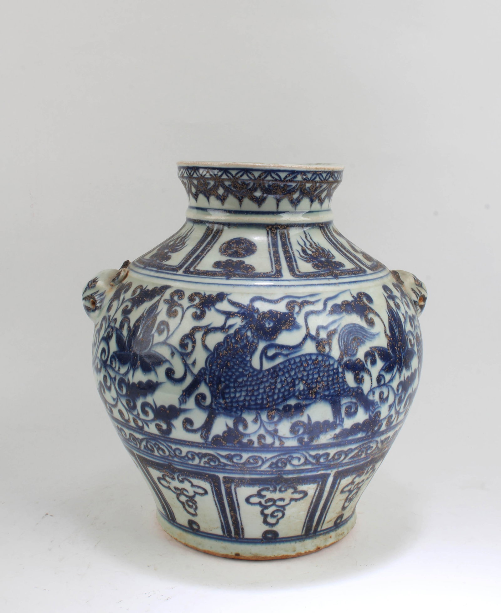 Chinese Blue & White Porcelain Jar: Chinese Blue & White Porcelain Jar. Height: 10.25"