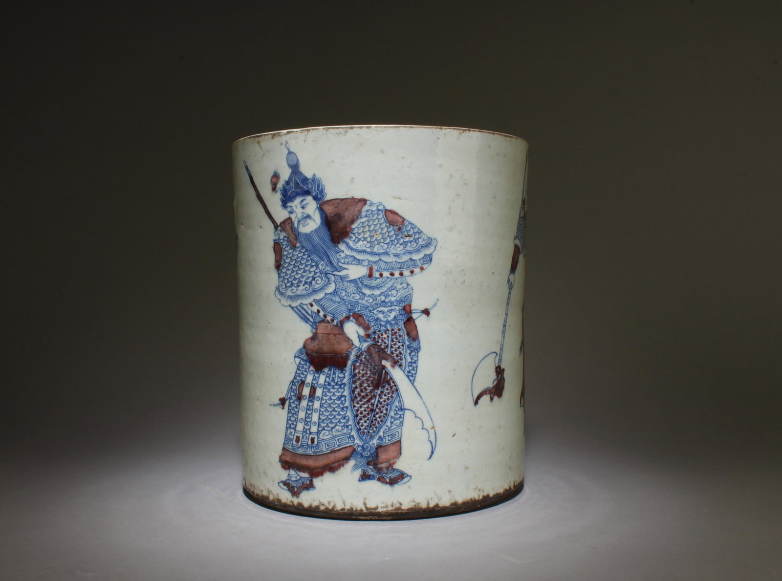 Chinese Porcelain Brushpot: Chinese Porcelain Brushpot. Height: 8.75"