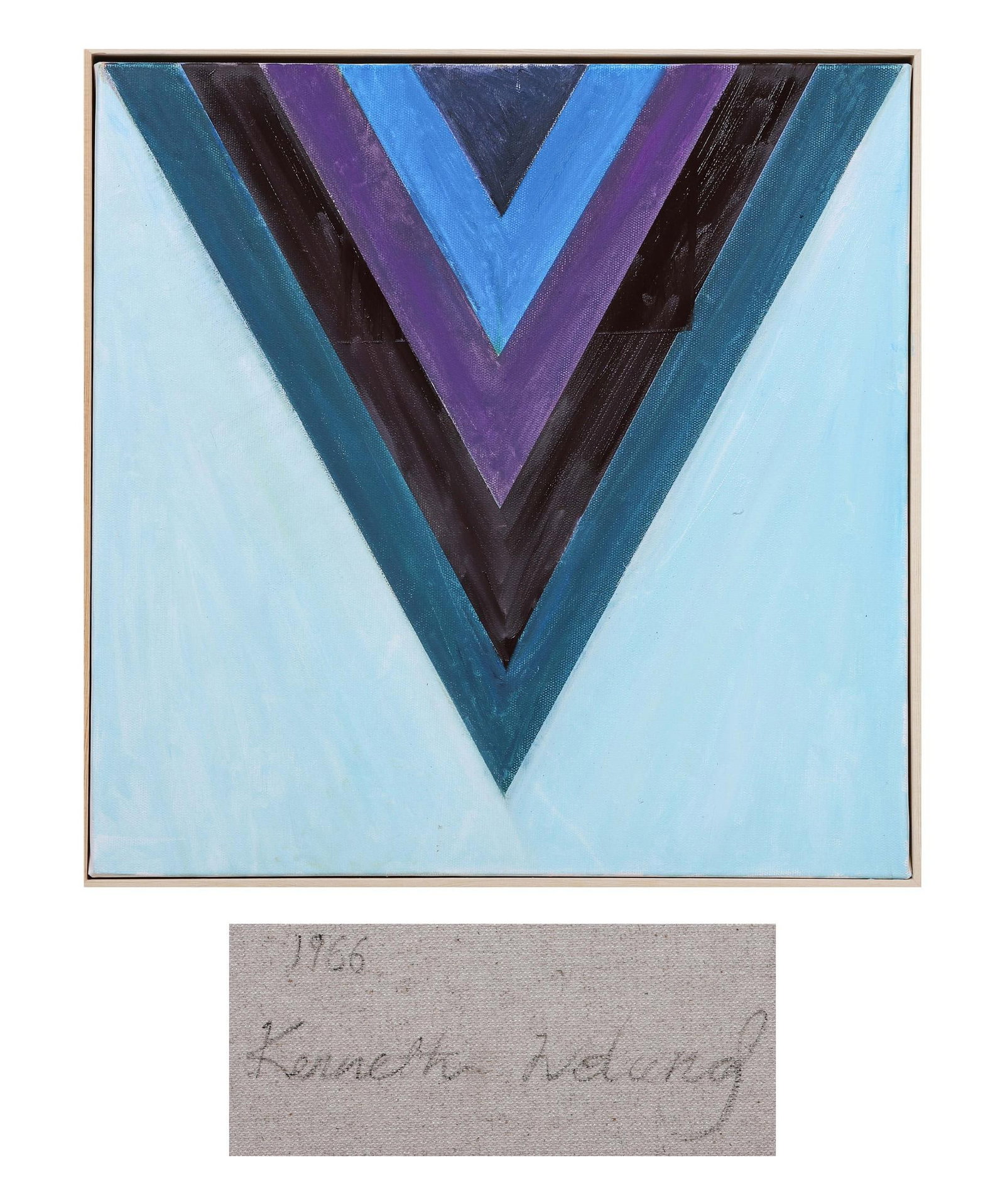 KENNETH NOLAND (1924-2010), AMERICAN, ATTRIBUTED TO OIL ON CANVAS, ORIGINAL PERIOD FRAME: L 52cm (20.47 in); W 52cm (20.47 in),The work retains original canvas and period frame with natural signs of age. The painting surface is clean and stable, without visible tear, hole, heavy craquelure