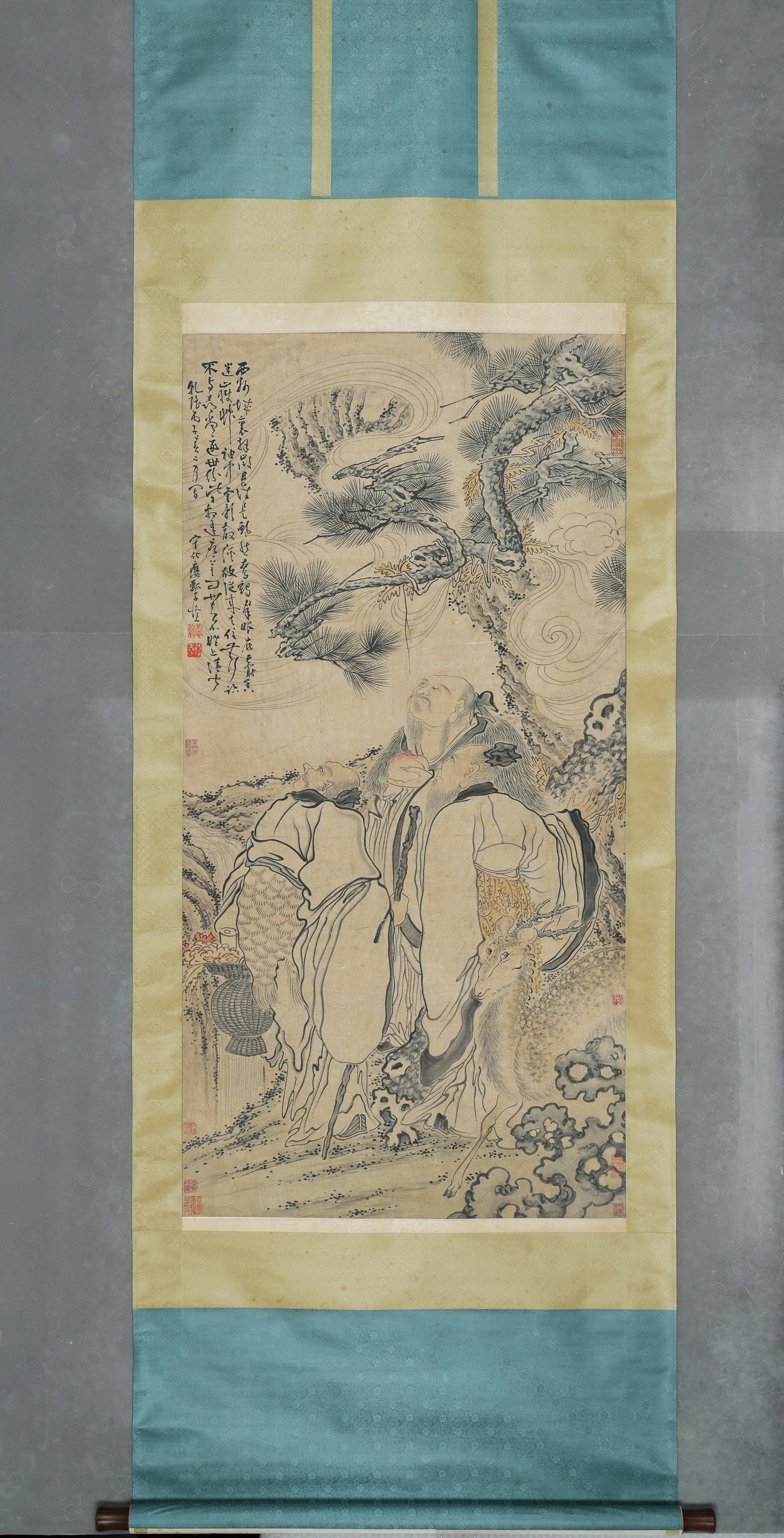 An Ink and Color Painting "Fu Lu Shou Xi (Fortune, Prosperity, Longevity and Joy)" Attributed to (1 of 7)