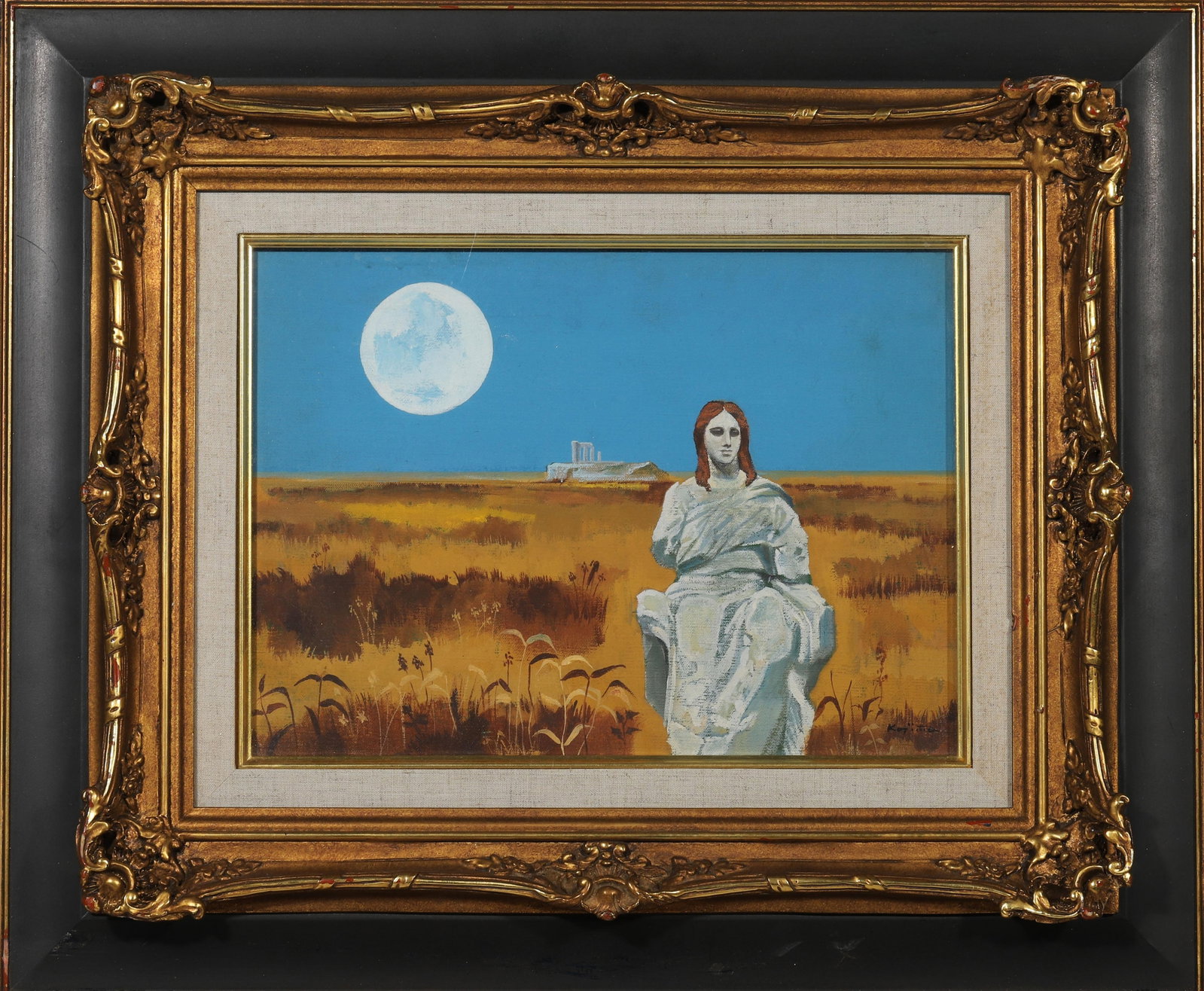 ISAO KOJIMA (B. C.1920),JAPANESE,OIL ON CANVAS,ATTRIBUTED TO: Frame 55.5x46.5cm, Sight Size 32.5x23cm (Frame 21.85"x18.31", Sight Size 12.80"x9.06"),Isao Kojima (b. c.1920) is a Japanese modern painter, celebrated for his surreal landscapes blending classical st