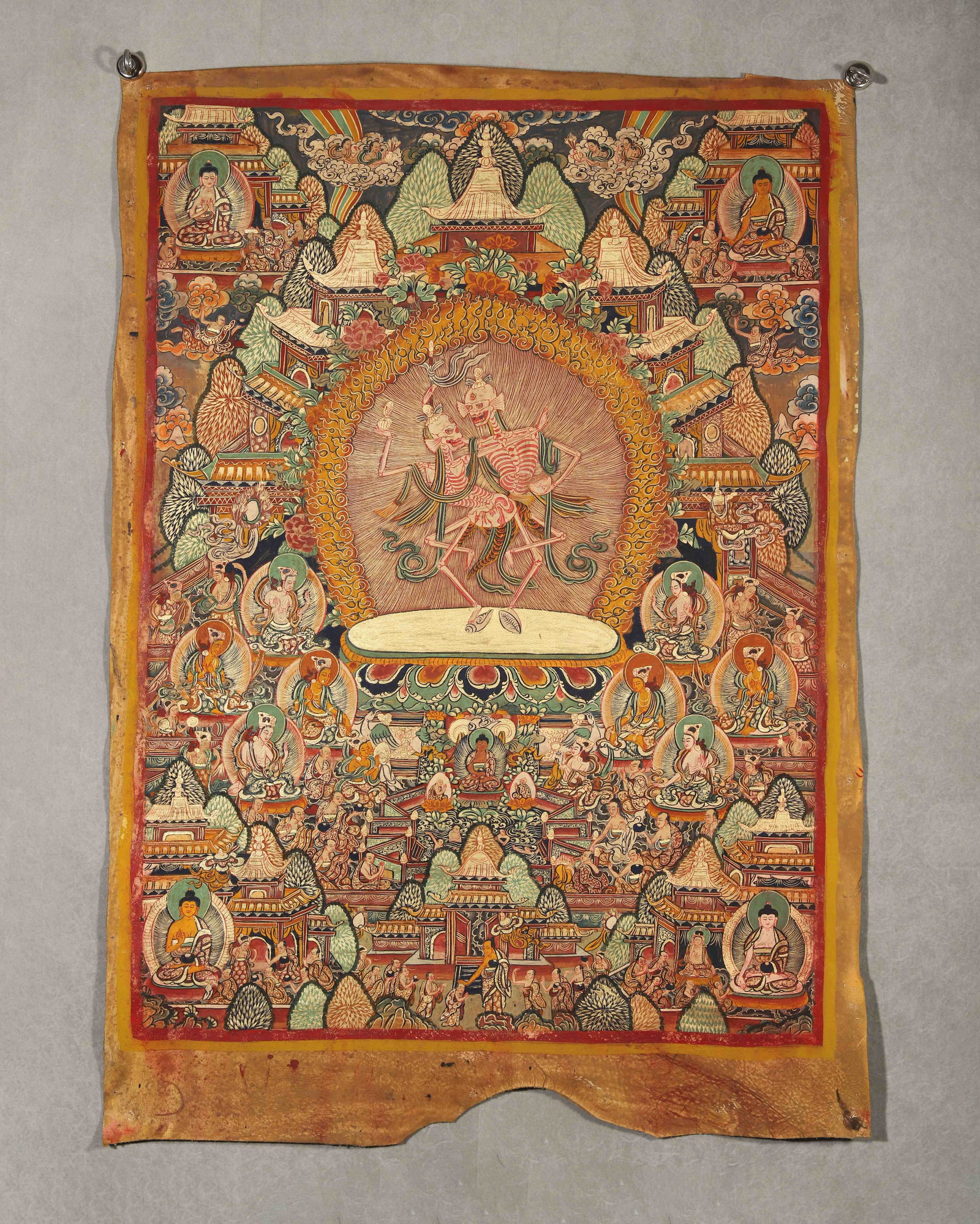 TIBETAN BUDDHIST THANGKA OF CITIPATI WITH TIBETAN INSCRIPTIONS, 19TH CENTURY (1 of 11)