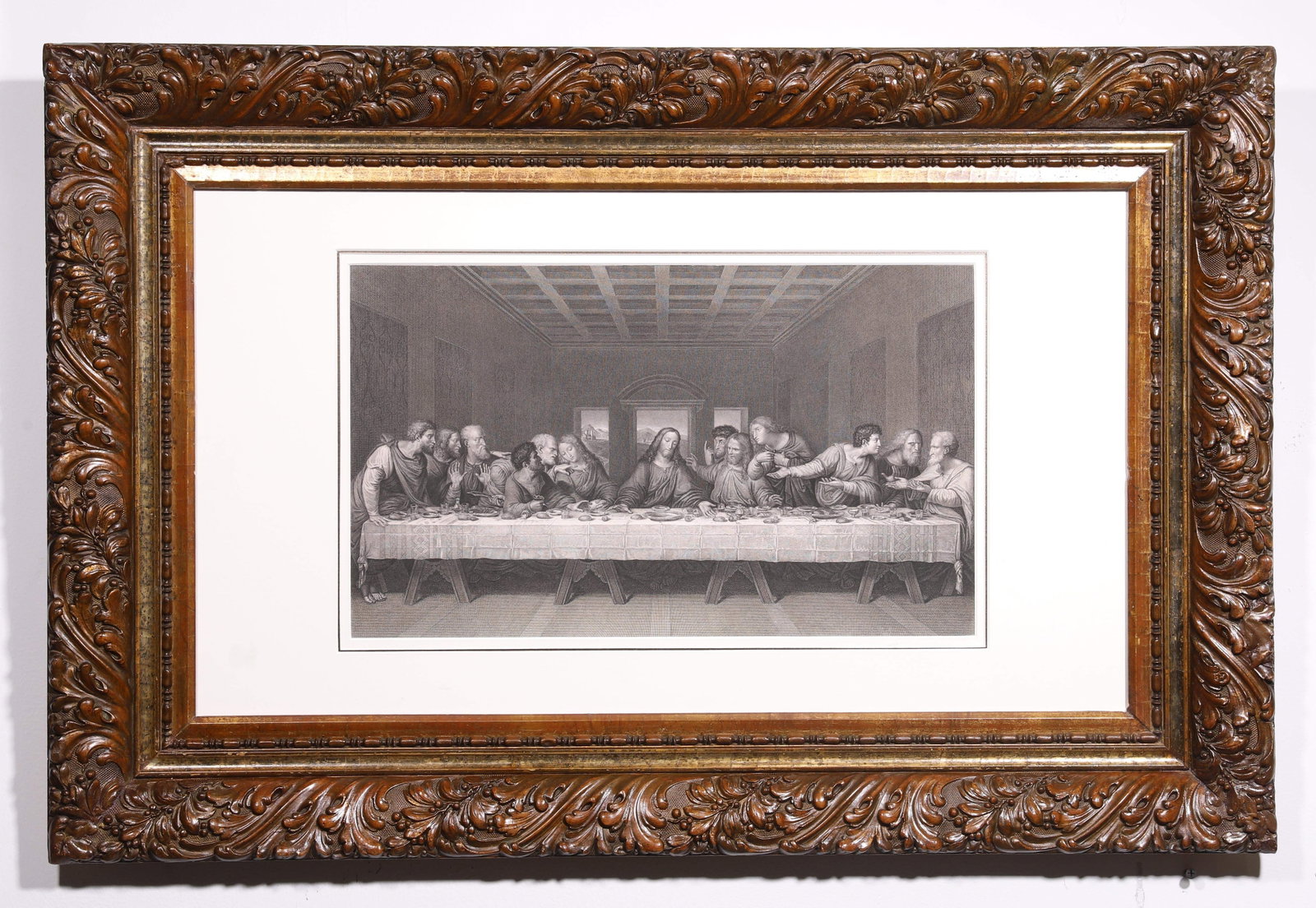 THE LAST SUPPER, 1839 FRENCH ENGRAVING: Fr.88.5x58.5cm Img.45x27cm (34.84x23.03 in , 2.90x1.92 ft | 17.72x10.63 in , 1.48x0.89 ft),The Last SupperCopperplate Engraving, 1839Engraved by Cyprien Jacquemin (1811-1868), a French engraverThis wi