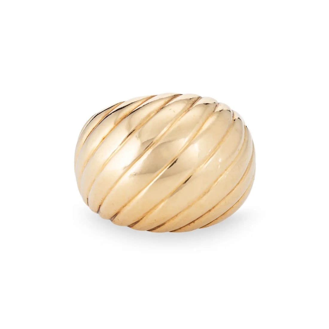 14K Gold Ribbed Dome Ring - 2
