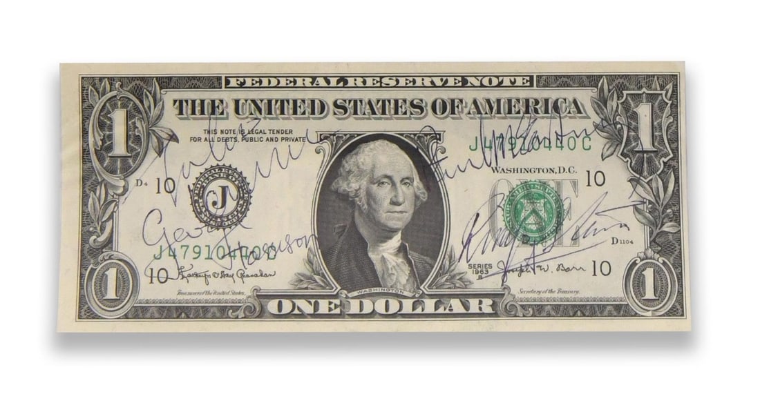 The Beatles, Four-Member Signed United States One Dollar Note (1 of 2)