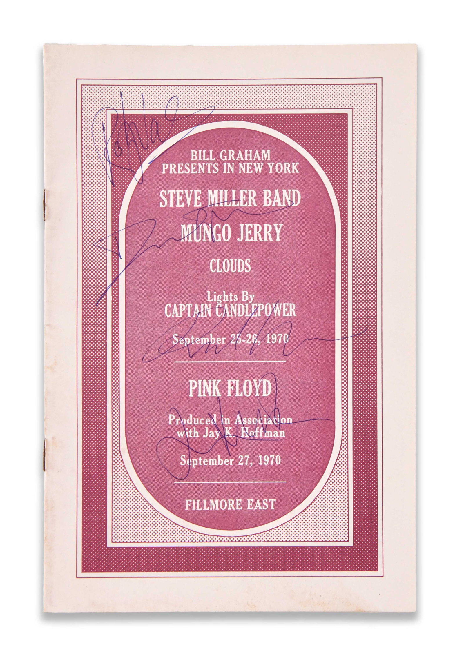 Pink Floyd - Fully Signed Fillmore East 1970 Program (1 of 3)