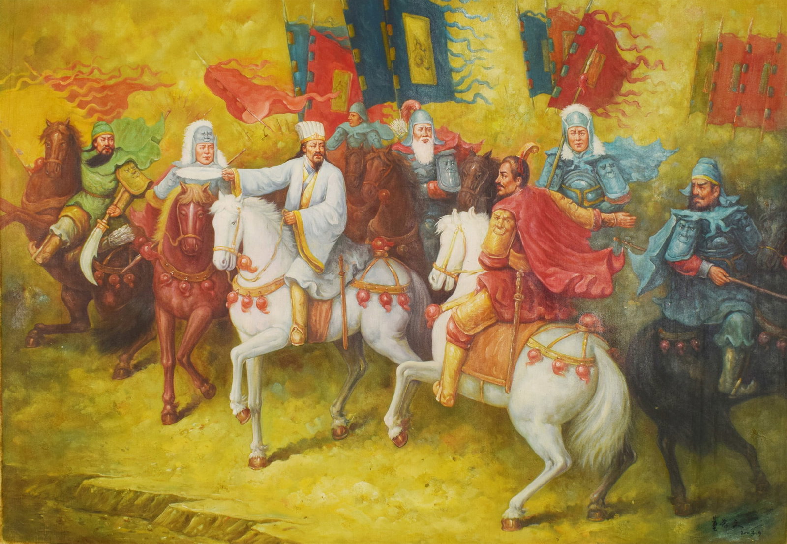 An Oil Painting Depicting Figures: An Oil Painting Depicting Figures. Dimensions: 70.87in x 48.82in.