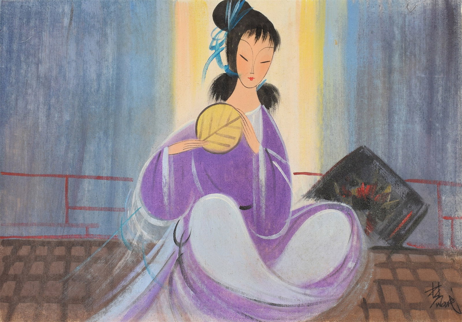An Oil Painting Depicting a Lady: An Oil Painting Depicting a Lady. Dimensions: 35.43in x 24.41in.