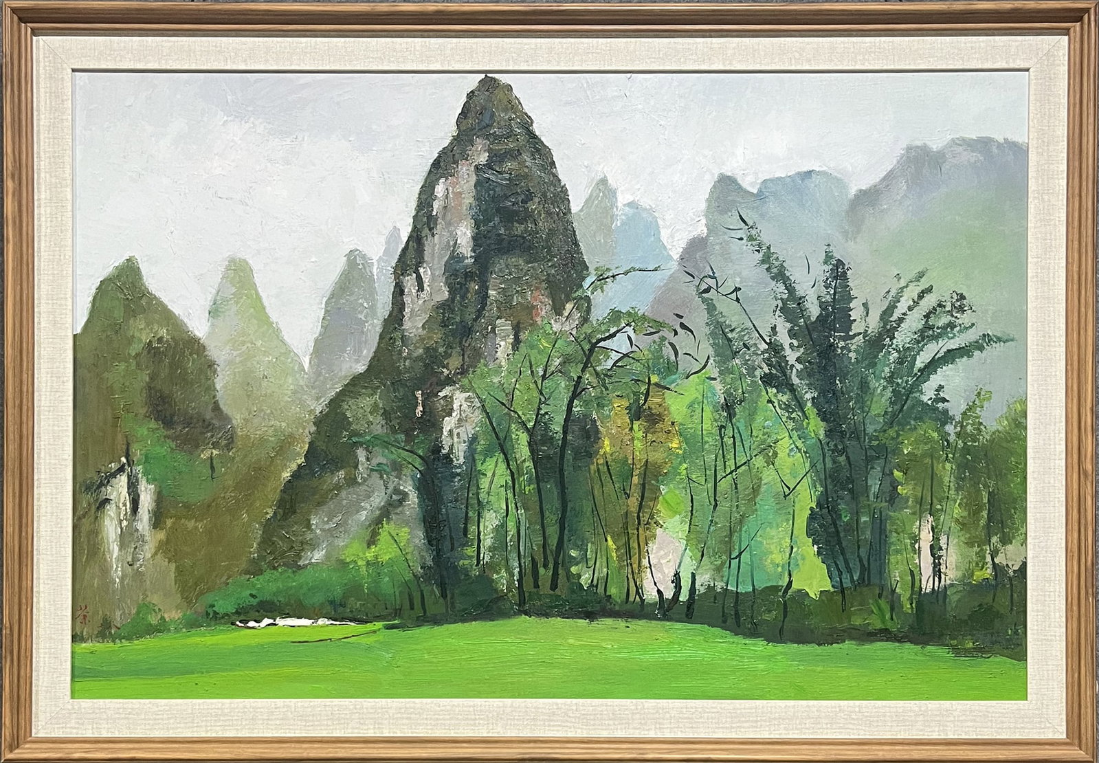 An Oil Painting Depicting Landscape: An Oil Painting Depicting Landscape. Dimensions: 23.62in x 35.43in.