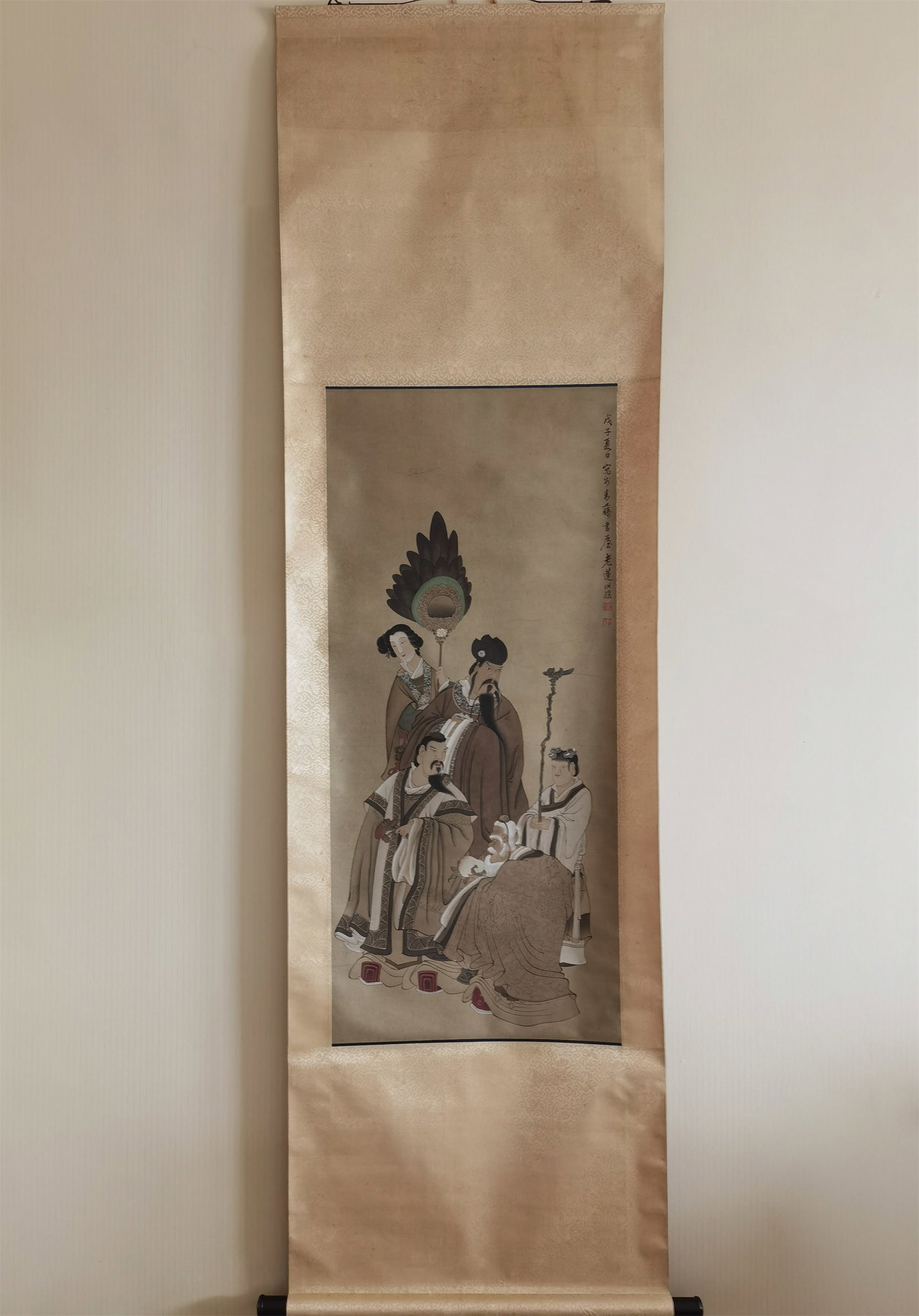 A Hanging Scroll Depicting Auspicious Figures - 9