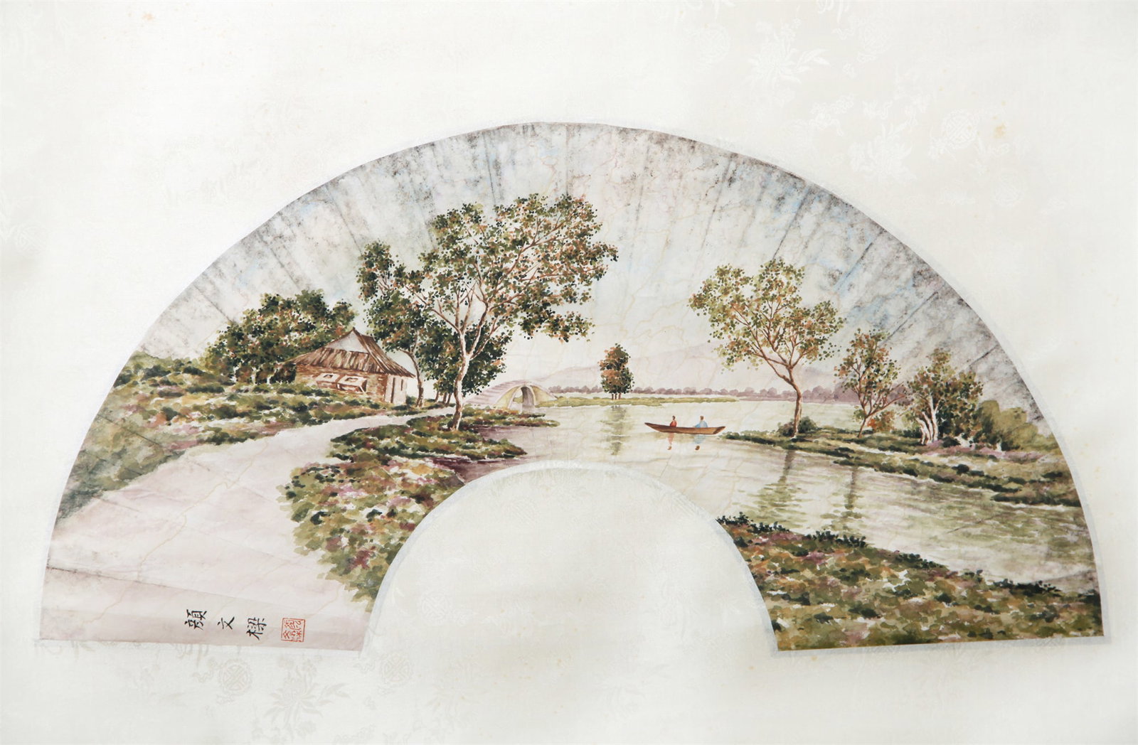 A Hanging Scroll Depicting Landscape: A Hanging Scroll Depicting Landscape. Dimensions: 21.65in x 6.69in.