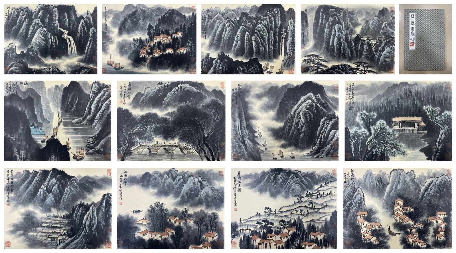 A Chinese Painting Album of Landscapes: A Chinese Painting Album of Landscapes. Dimensions: 16.54in x 22.05in.