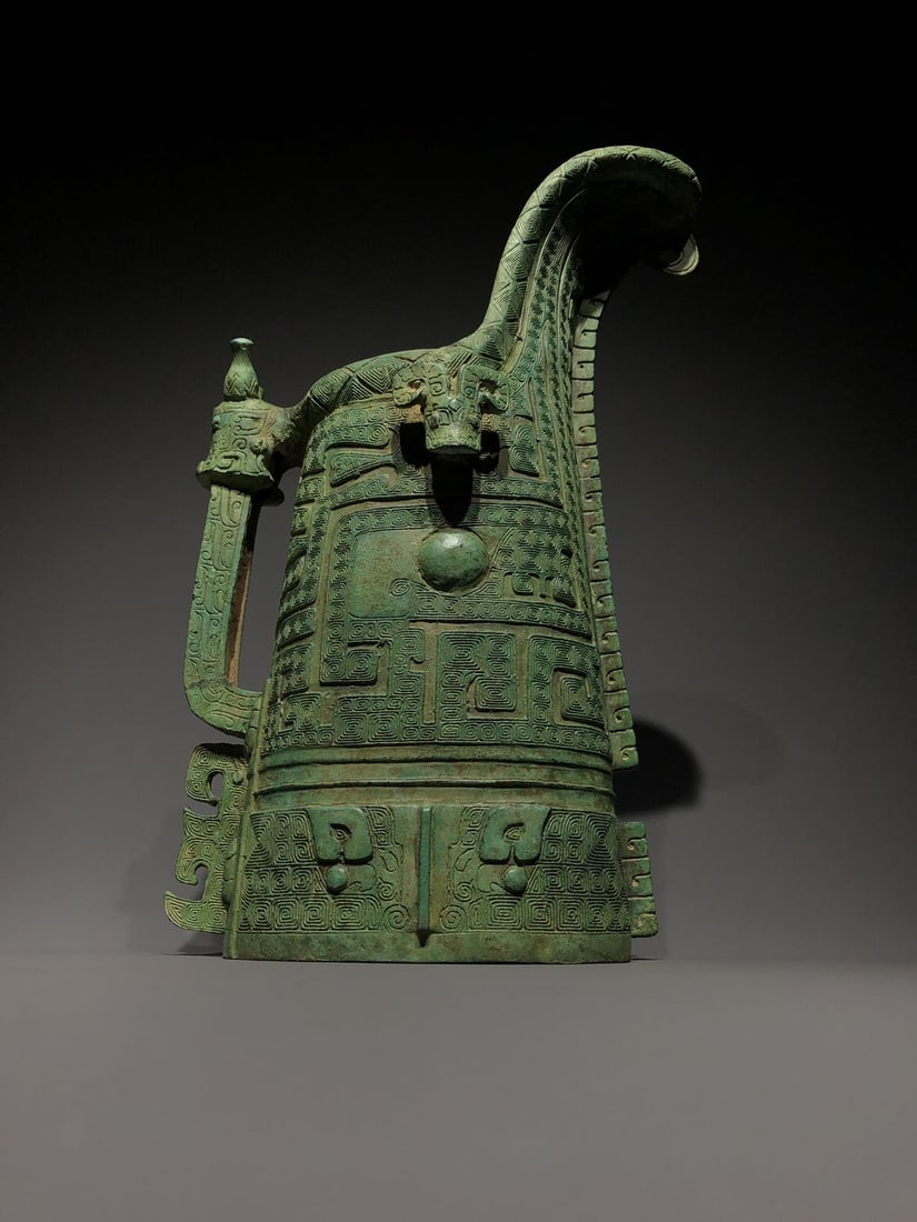 A Bronze Gong Ritual Vessel: A Bronze Gong Ritual Vessel. Dimensions: 8.66in x 6.69in x 16.54in; Weight: 14lbs.