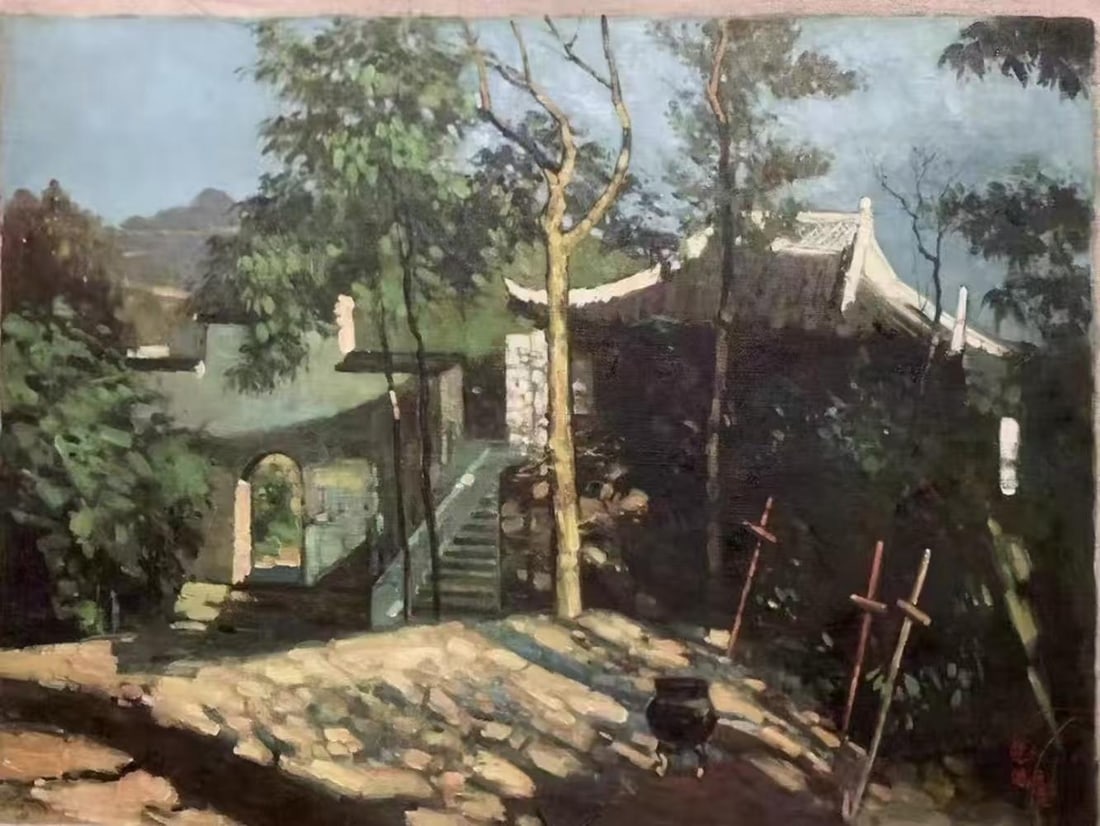 An Oil Painting Depicting Landscape: An Oil Painting Depicting Landscape. Dimensions: 35.43in x 47.24in.