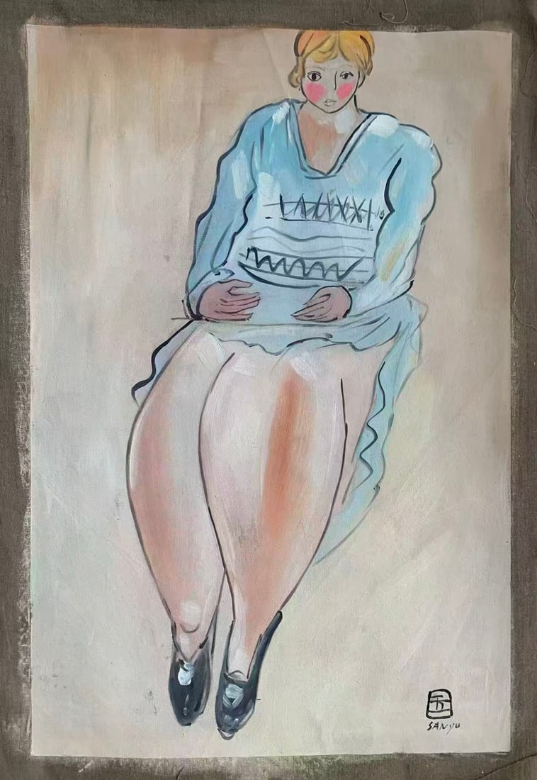 An Oil Painting Depicting Girl: An Oil Painting Depicting Girl. Dimensions: 35.43in x 23.62in.