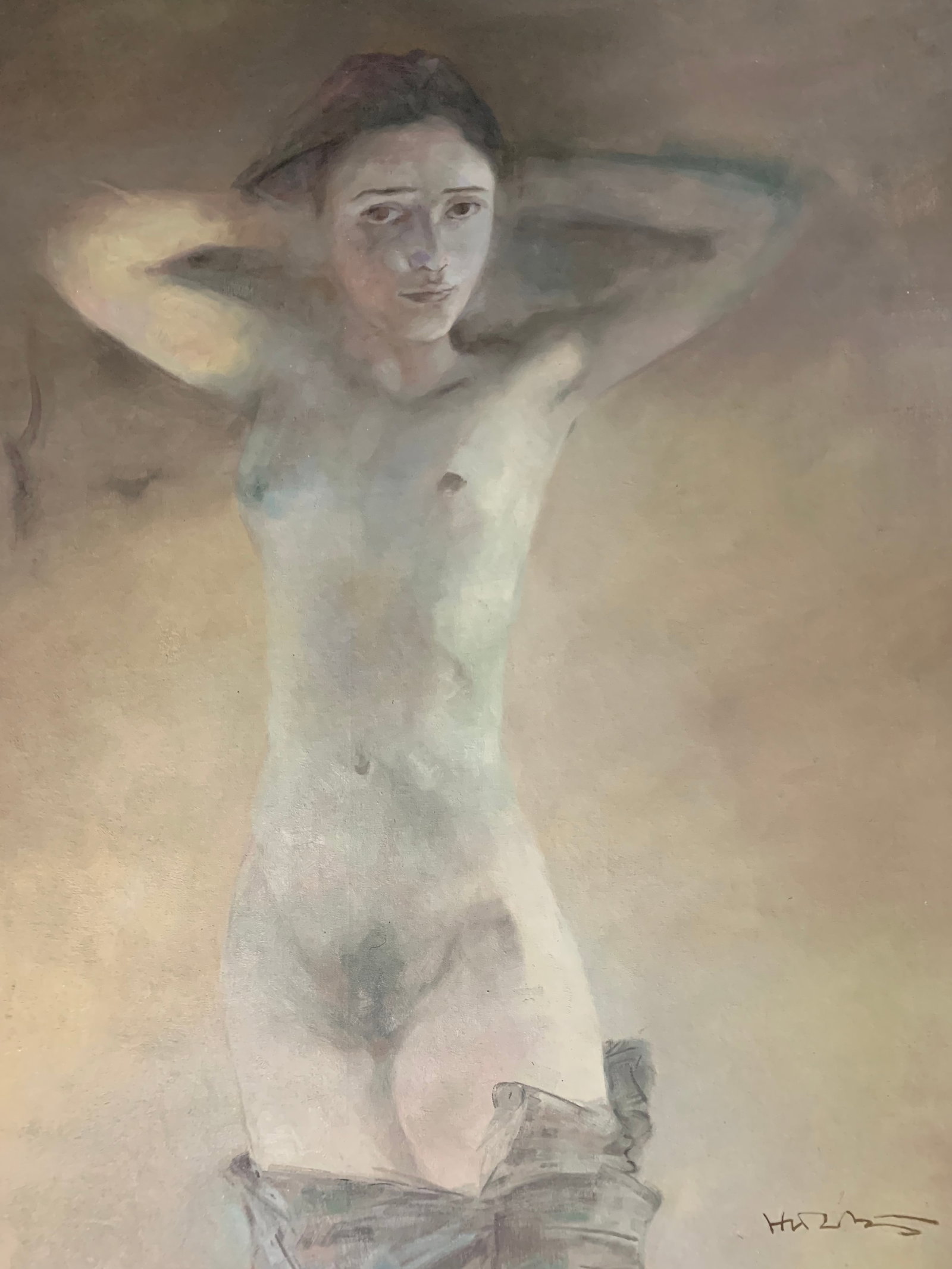 An Oil Painting Depicting Nude: An Oil Painting Depicting Nude. Dimensions: 39.37in x 30.71in.