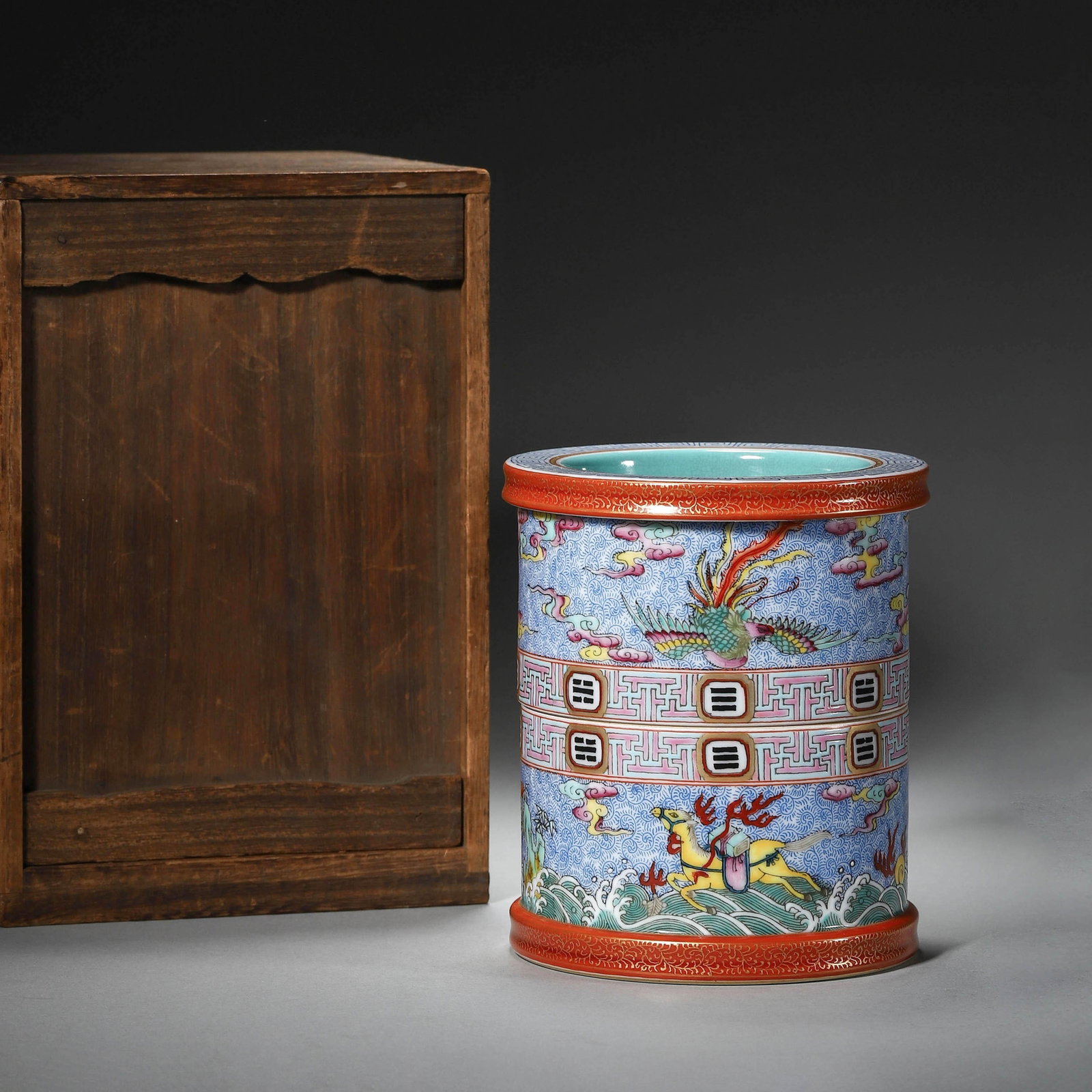Yangcai Enamel Rotating Brushpot (1 of 8)