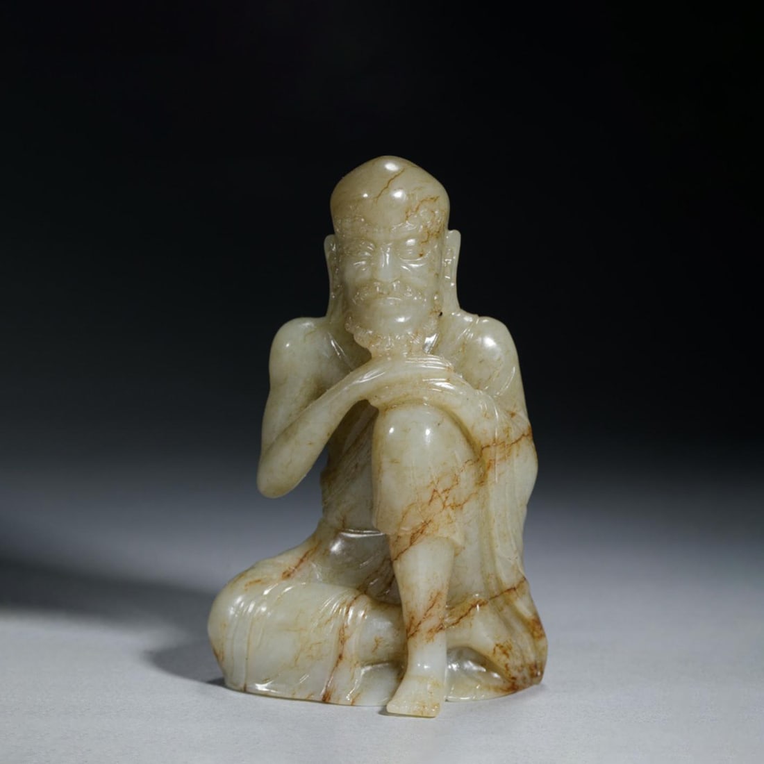 Carved Jade Arhat Statue: Carved Jade Arhat Statue. Dimensions: 2.95in x 1.77in x 0.87in.