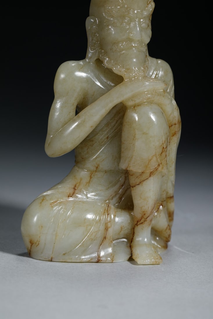Carved Jade Arhat Statue - 7