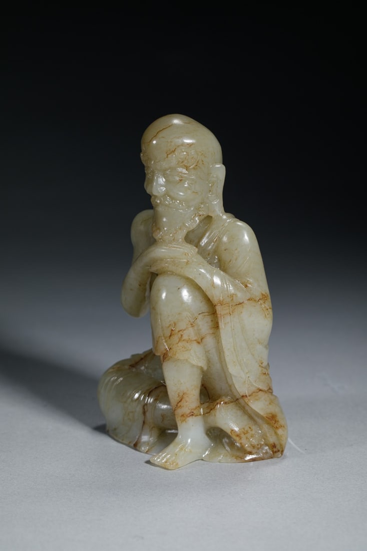 Carved Jade Arhat Statue - 8