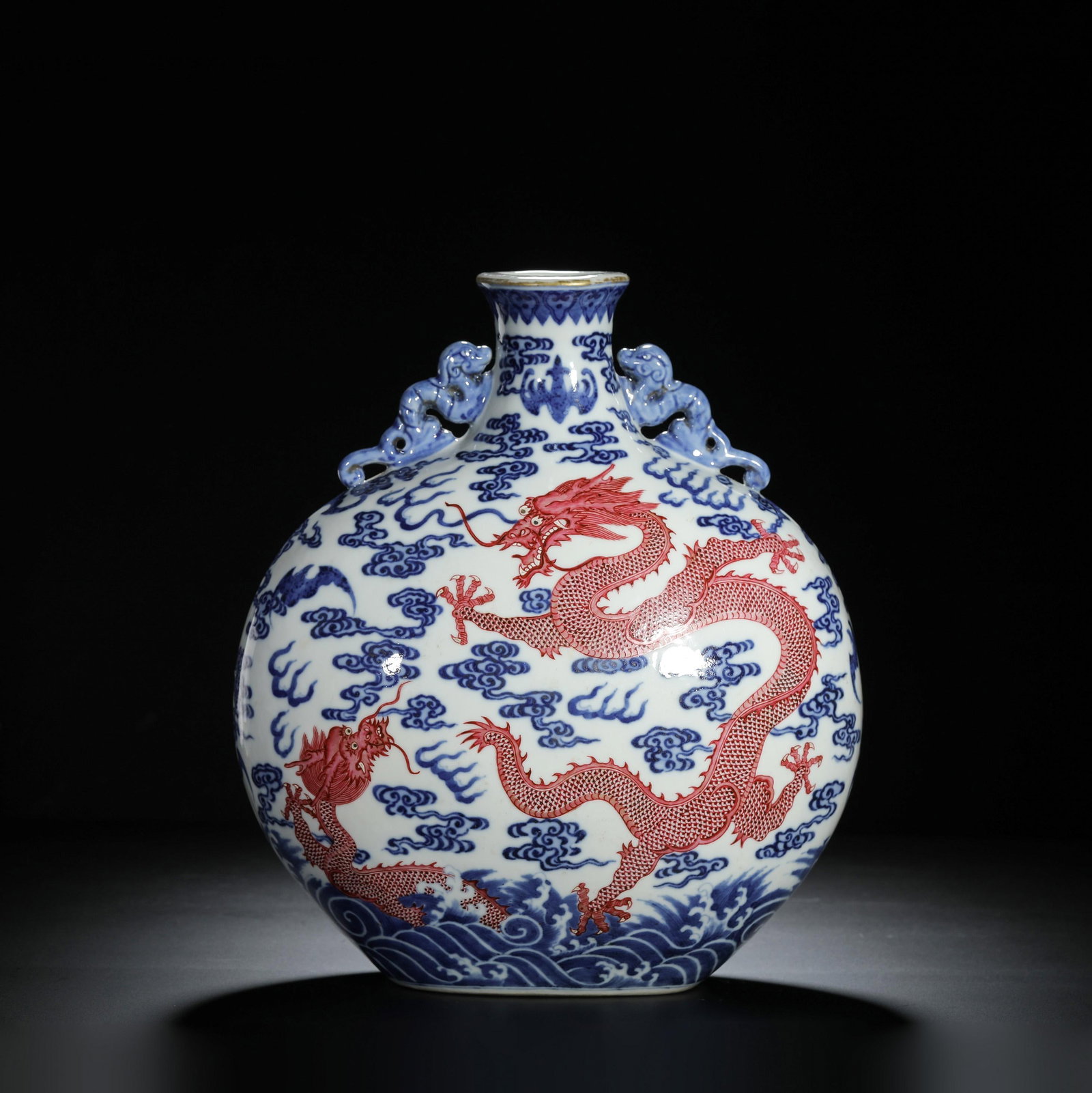 Blue and White Iron-Red Dragon Moonflask (1 of 10)