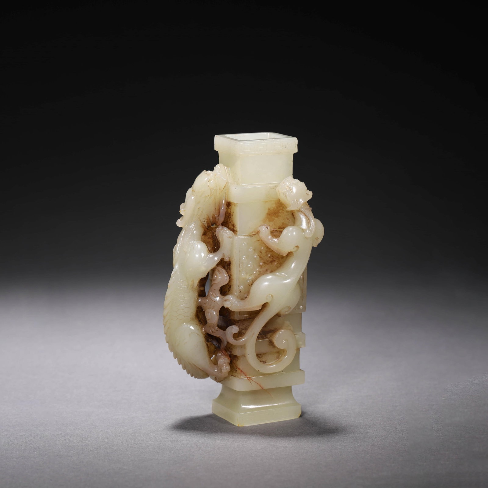 Carved 'DRAGON' vase: Carved 'DRAGON' vase. Dimensions: 2.28in x 1.65in x 4.61in.