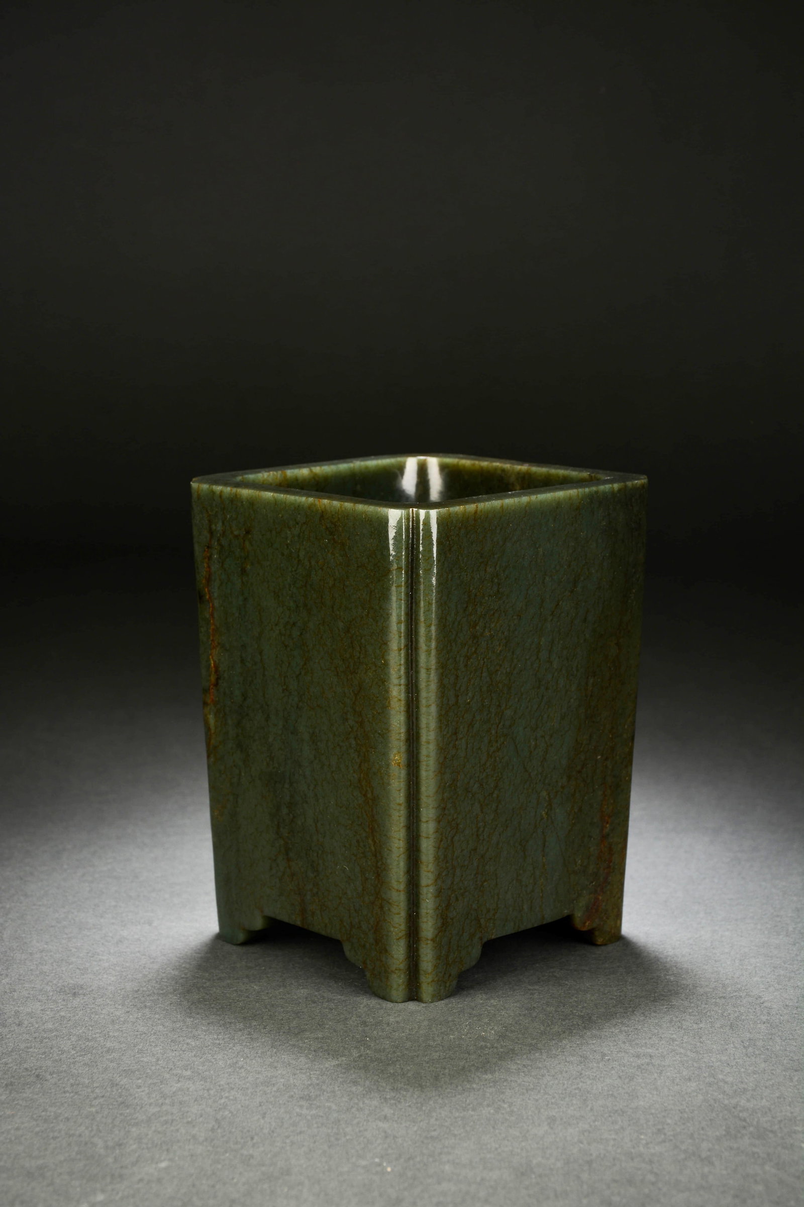 Jasper Jade Brush Pot - 2