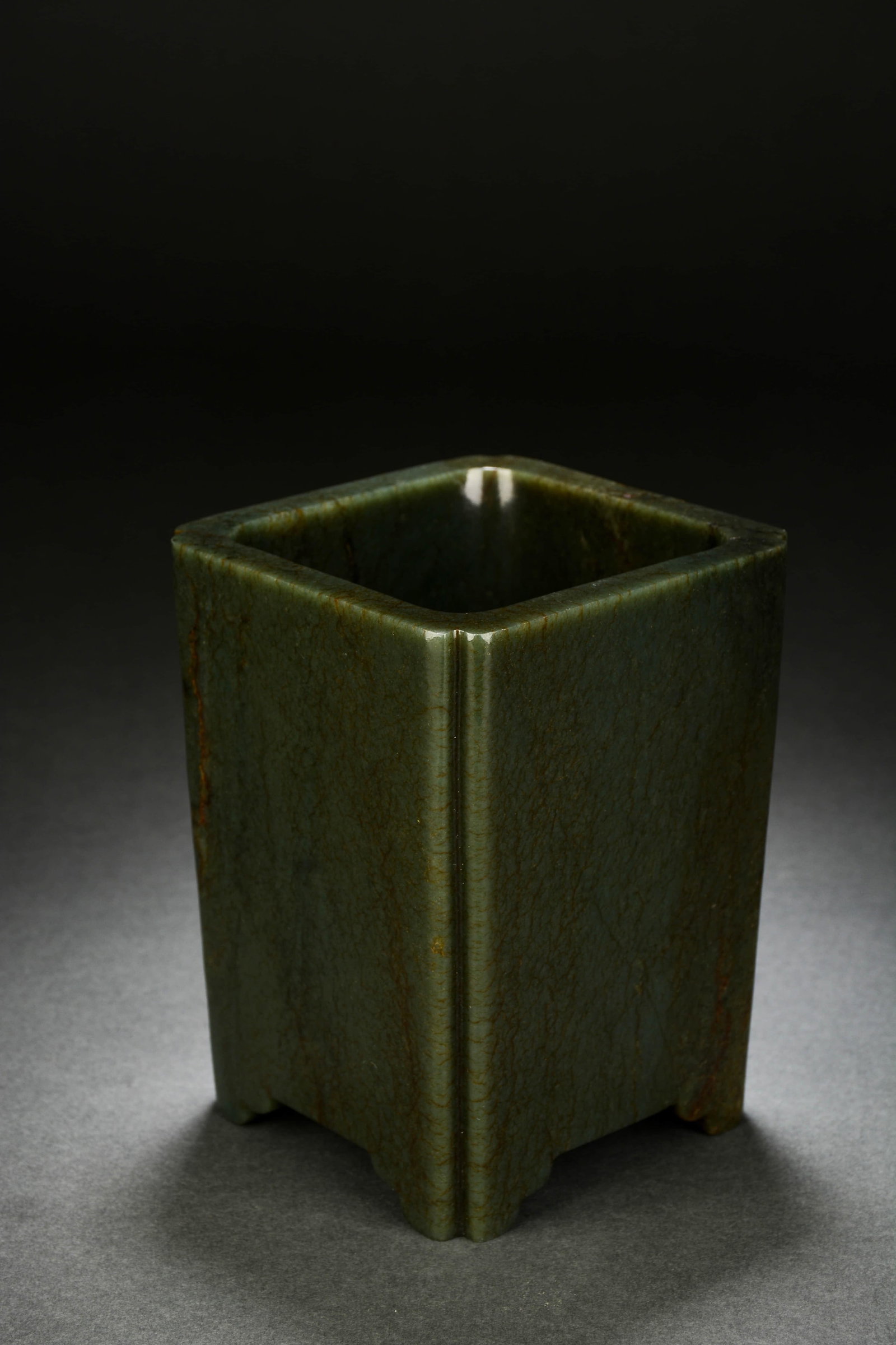 Jasper Jade Brush Pot - 3