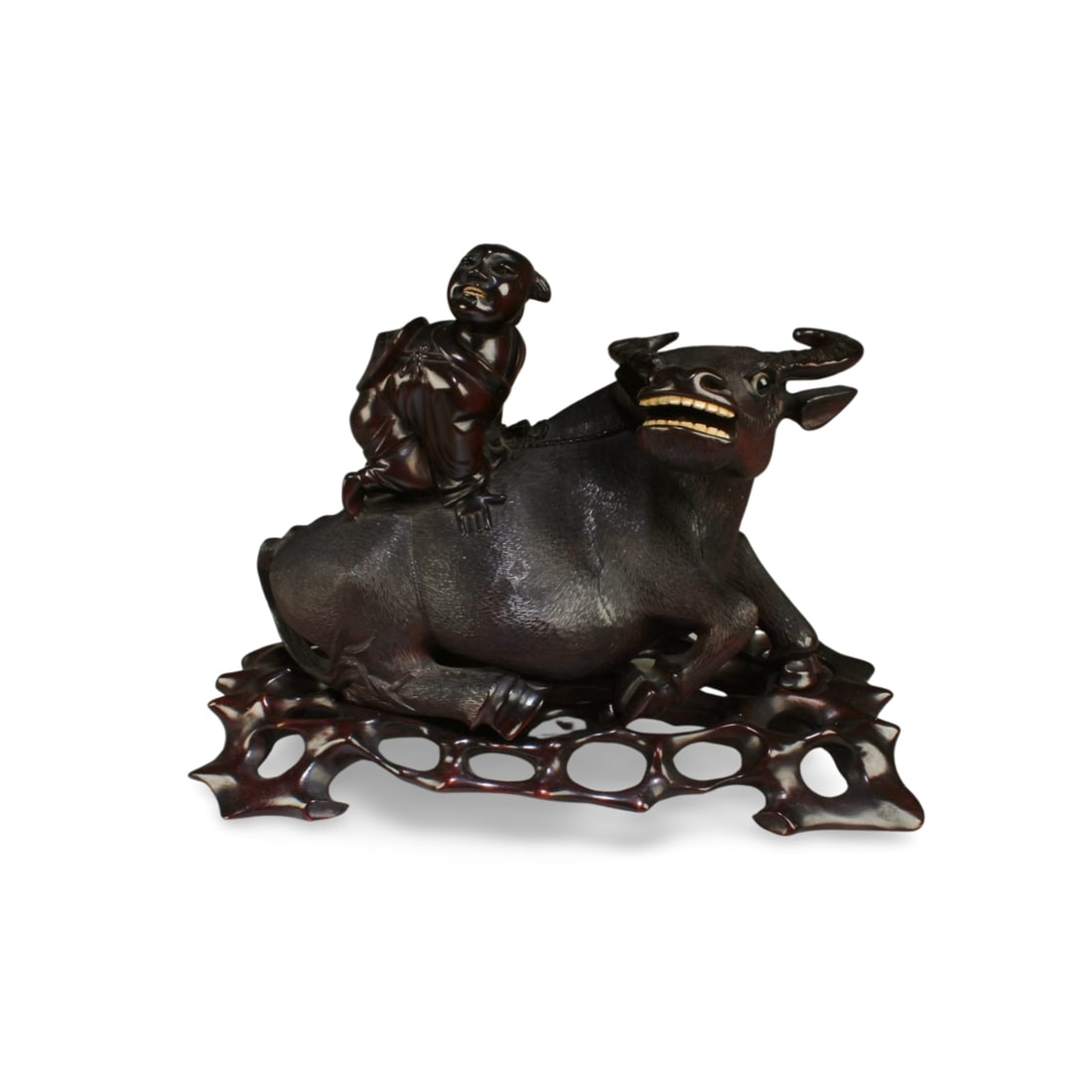 A Carved Hardwood Water Buffalo Statue (1 of 5)