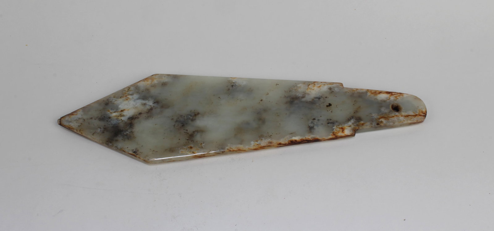 A Carved Jade Dagger Blade - 2