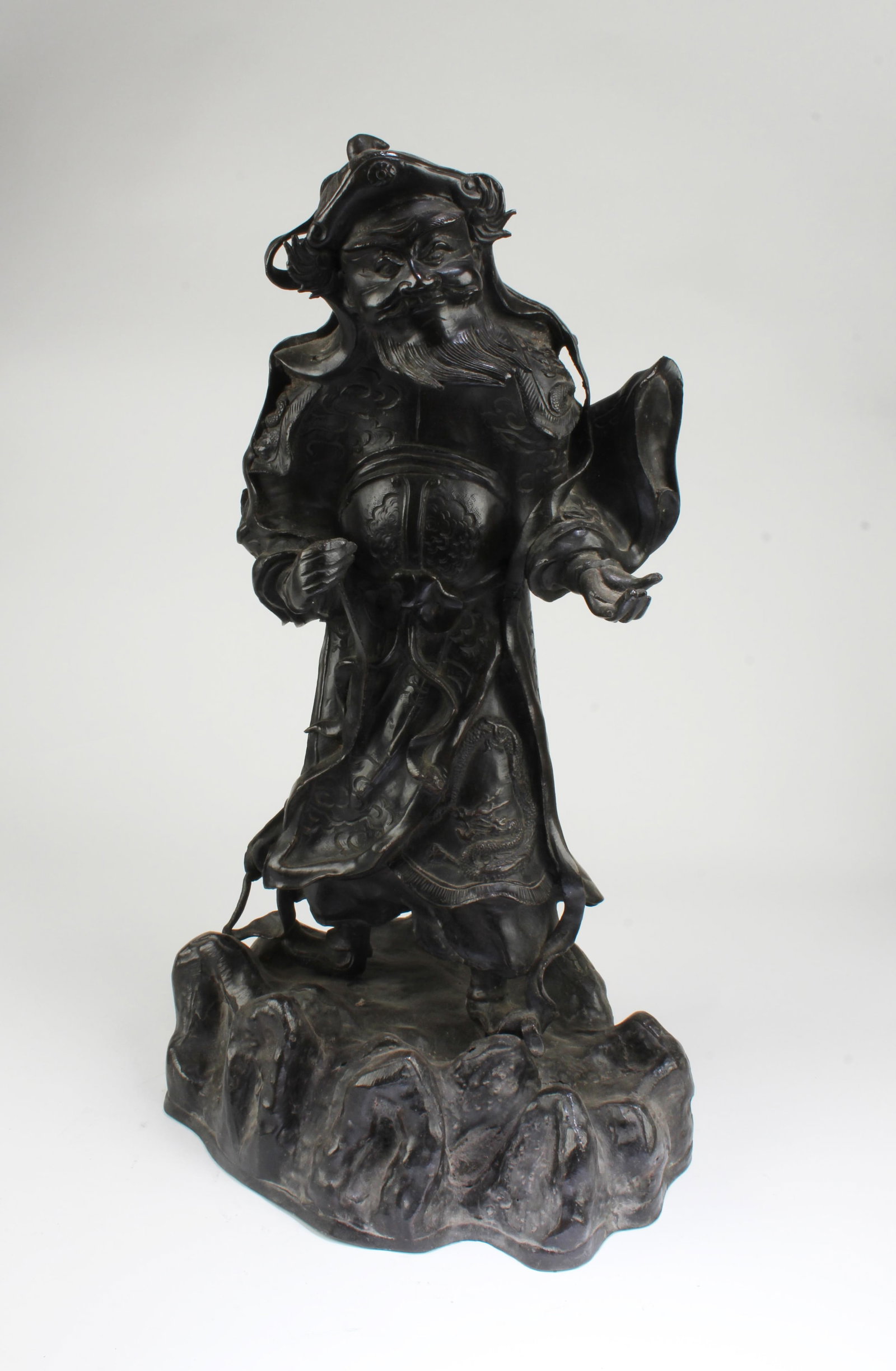 Chinese Bronze Deity Statue: Chinese Bronze Deity Statue. Height: 17"