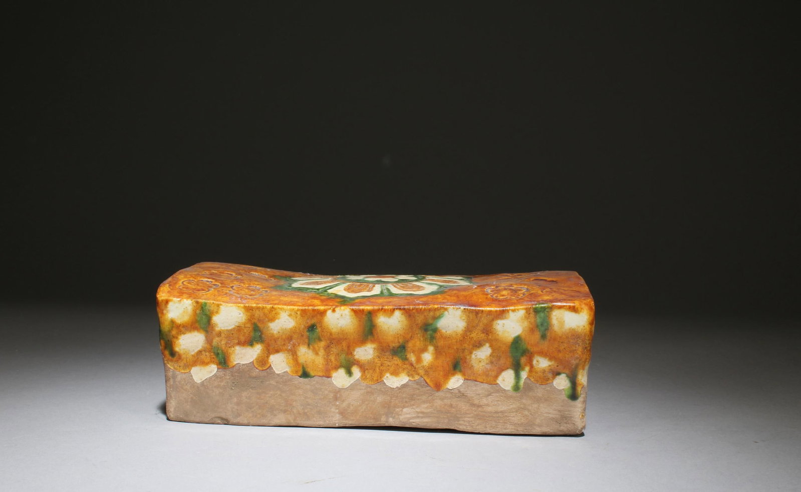 Chinese Pottery Pillow: Chinese Pottery Pillow. Length: 7"