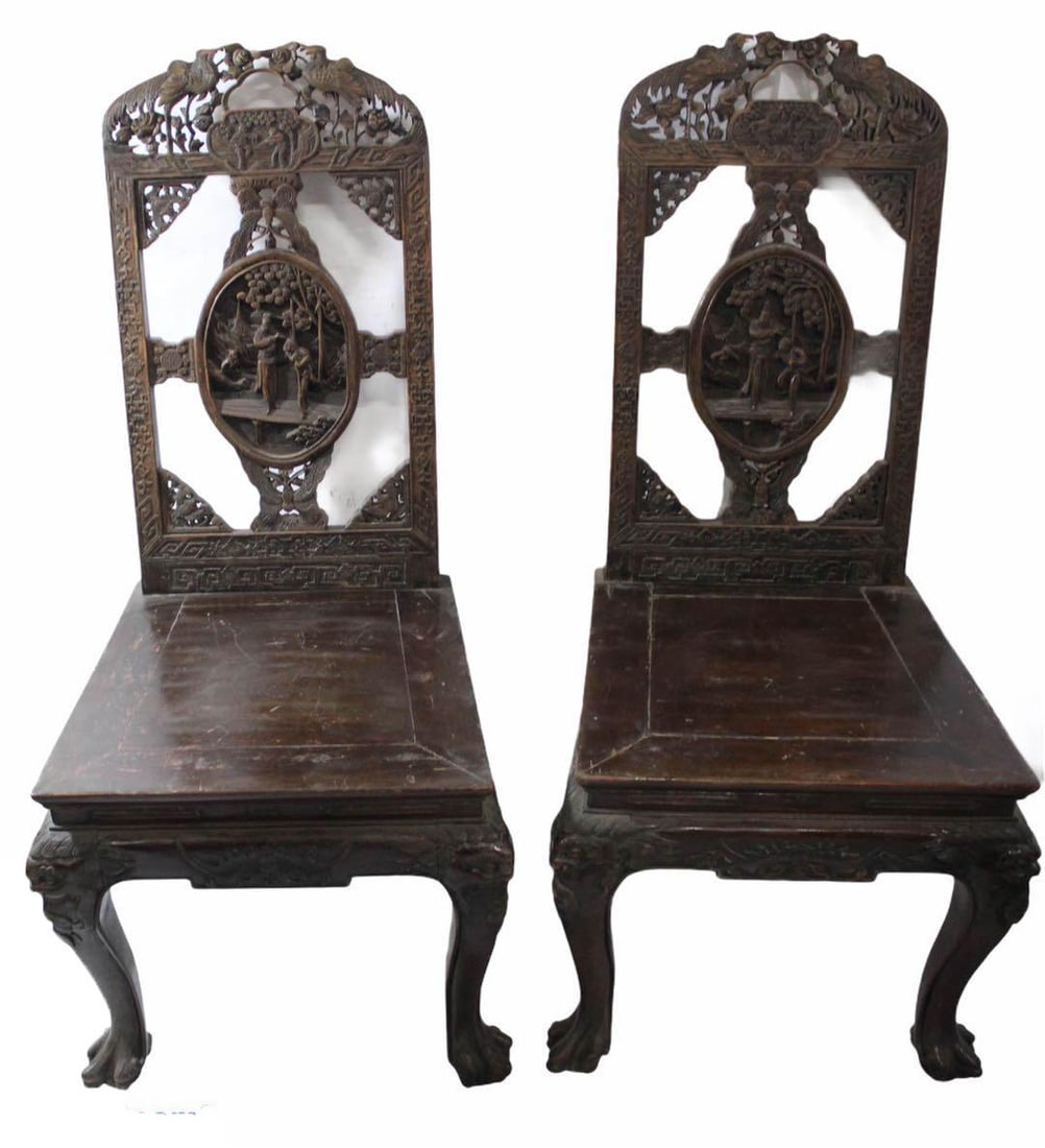 A Pair of Chinese Hardwood Chairs (1 of 5)