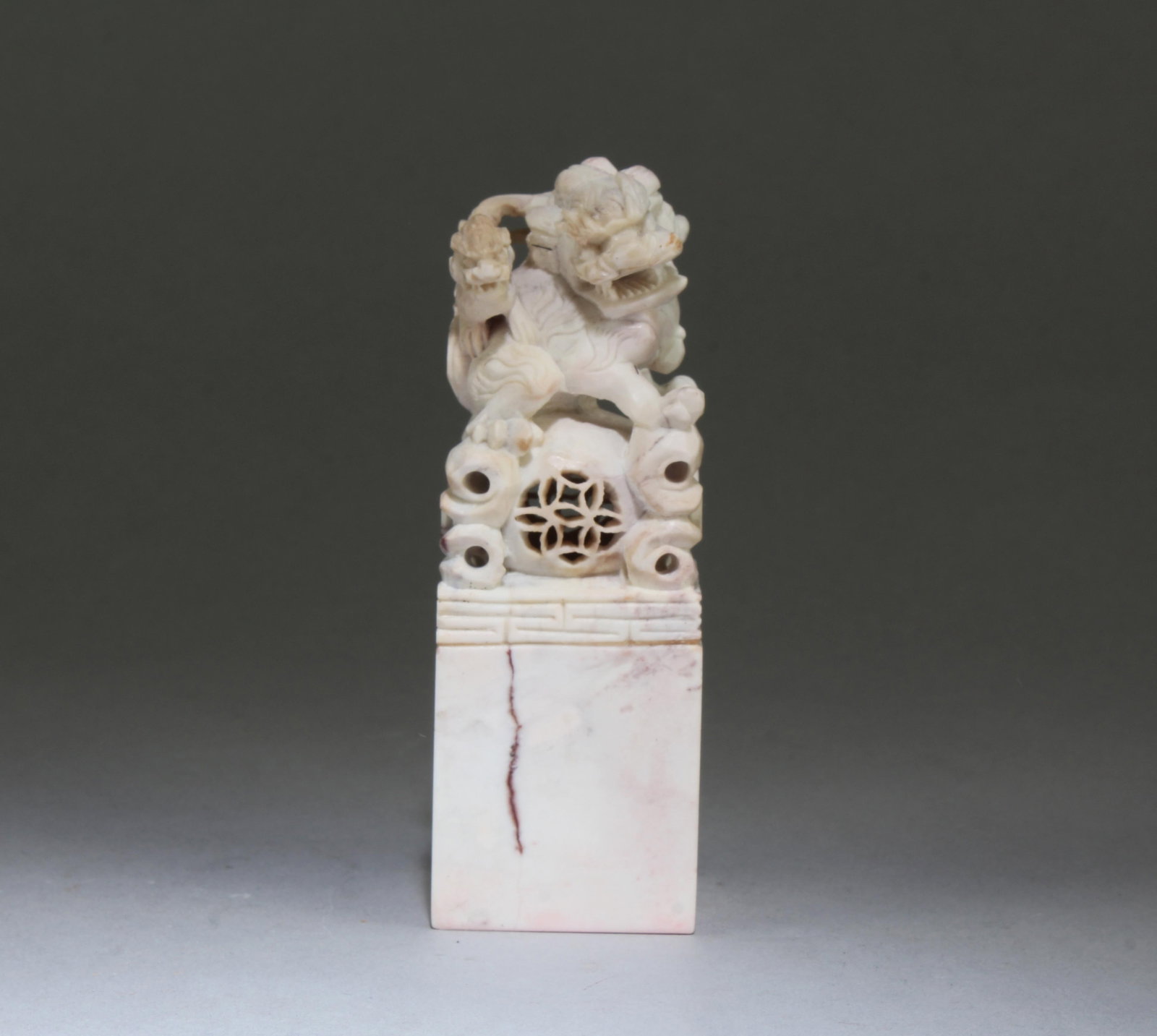 A Carved Stone Seal: A Carved Stone Seal. Height: 4.6"