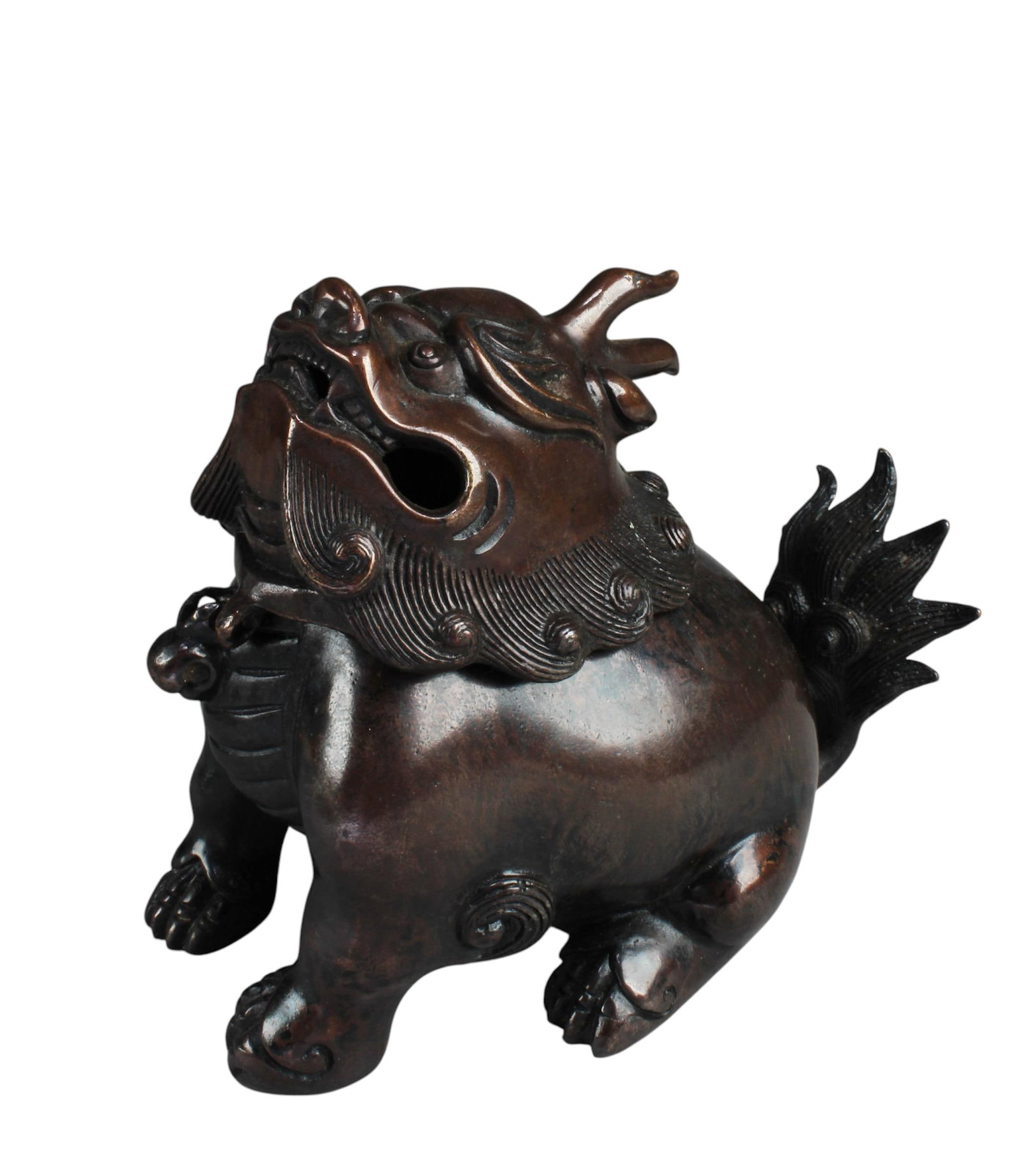 Chinese Bronze Mythical Beast Censer: Chinese Bronze Mythical Beast Censer. Diameter: 7.5"