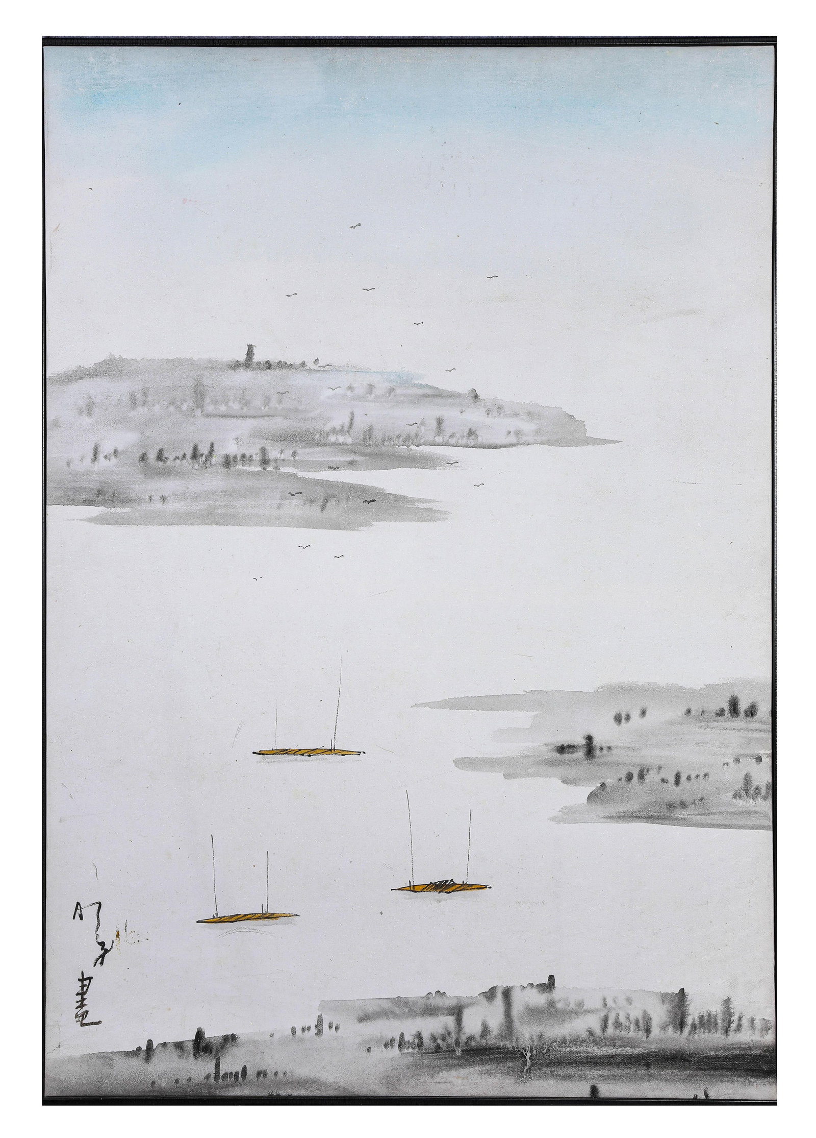 Yang Mingyi (20th century), attributed to, Jiangnan Landscape: Yang Mingyi (20th century), attributed to, Jiangnan Landscape. Dimensions: Width: 25.59" x Height: 37.40". All measurements are approximate.