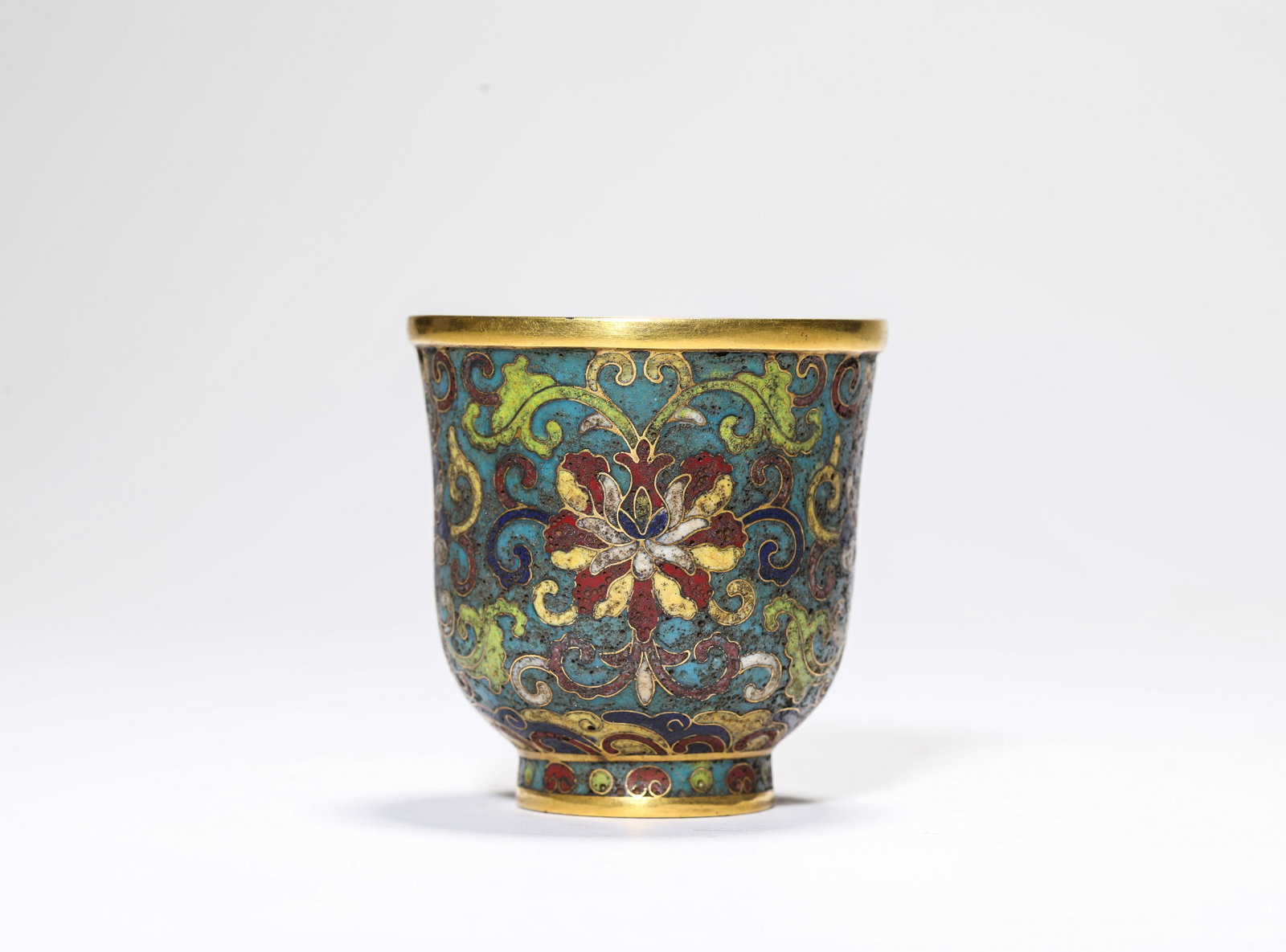 A Cloisonne Enamel 'Floral' Cup: A Cloisonne Enamel 'Floral' Cup. Dimensions: Weight: 167 g. Width: 2.56" x Height: 2.56". All measurements are approximate.