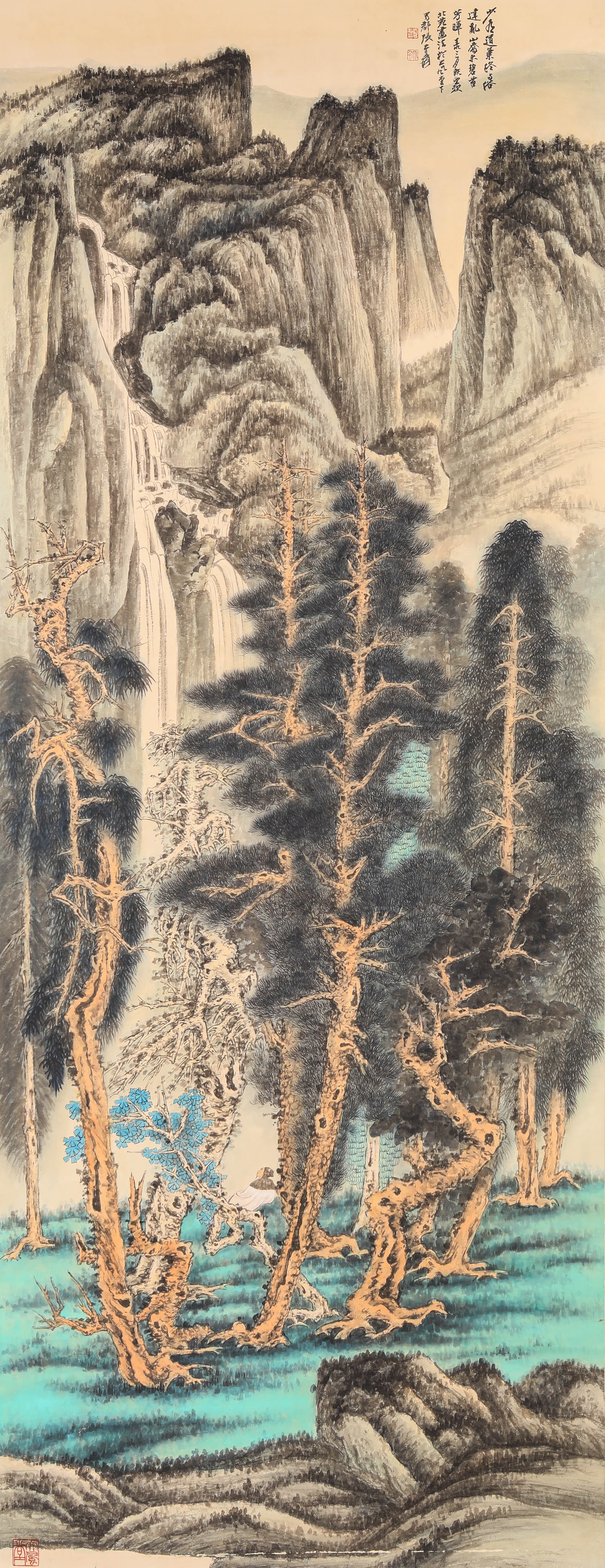 Zhang Daqian (1899-1983), attributed to, Landscape: Zhang Daqian (1899-1983), attributed to, Landscape. Dimensions: Width: 26.38" x Height: 67.72". All measurements are approximate.