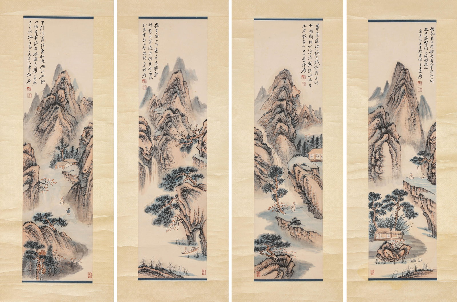 Zhang Daqian (1899-1983), attributed to, Landscape (Four-Panel Screen) (1 of 14)