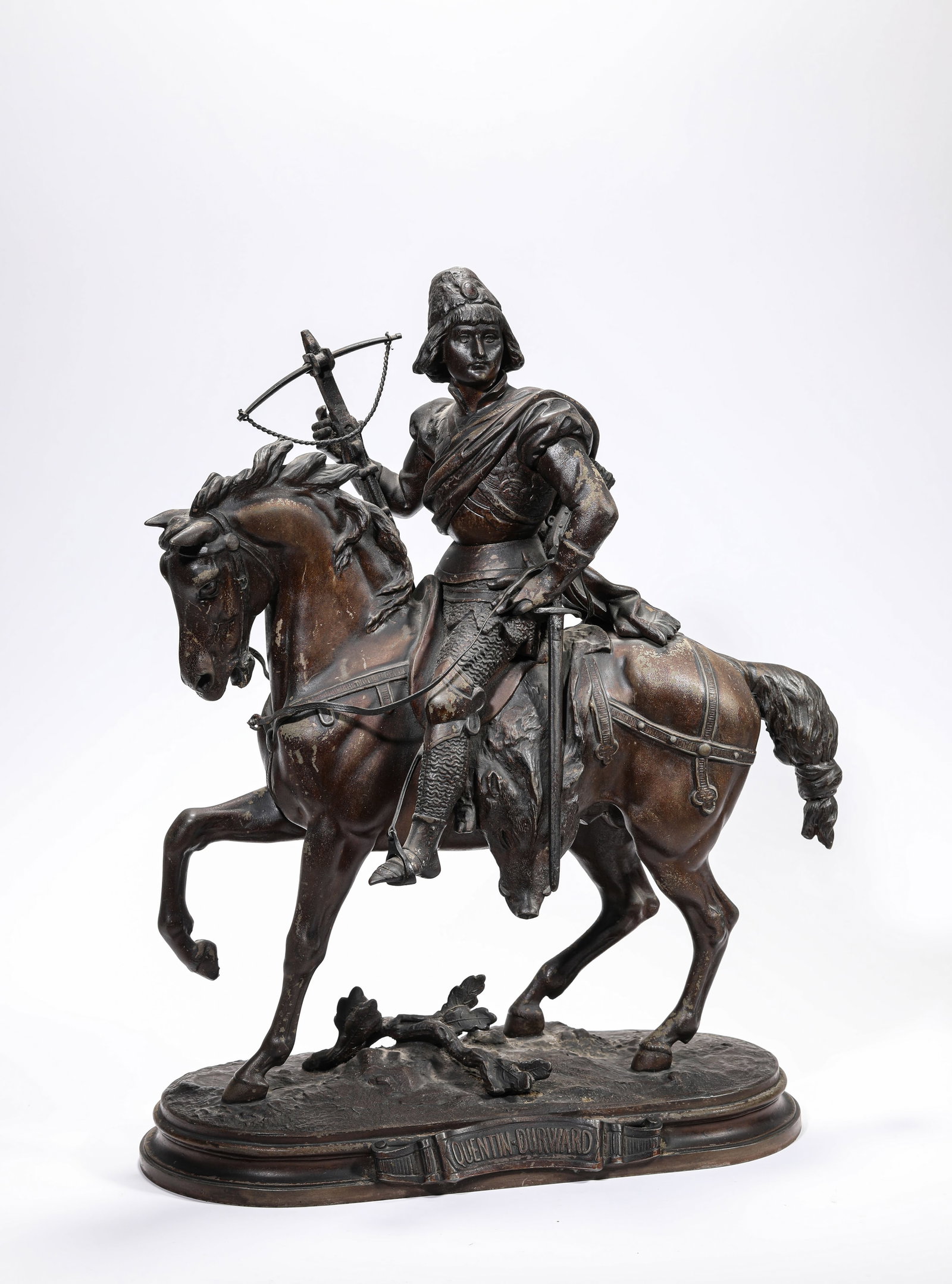 A Bronze Figure of Napoleon: A Bronze Figure of Napoleon. Dimensions: Weight: 6300 g. Length: 14.17" x Width: 6.02" x Height: 17.32". All measurements are approximate.