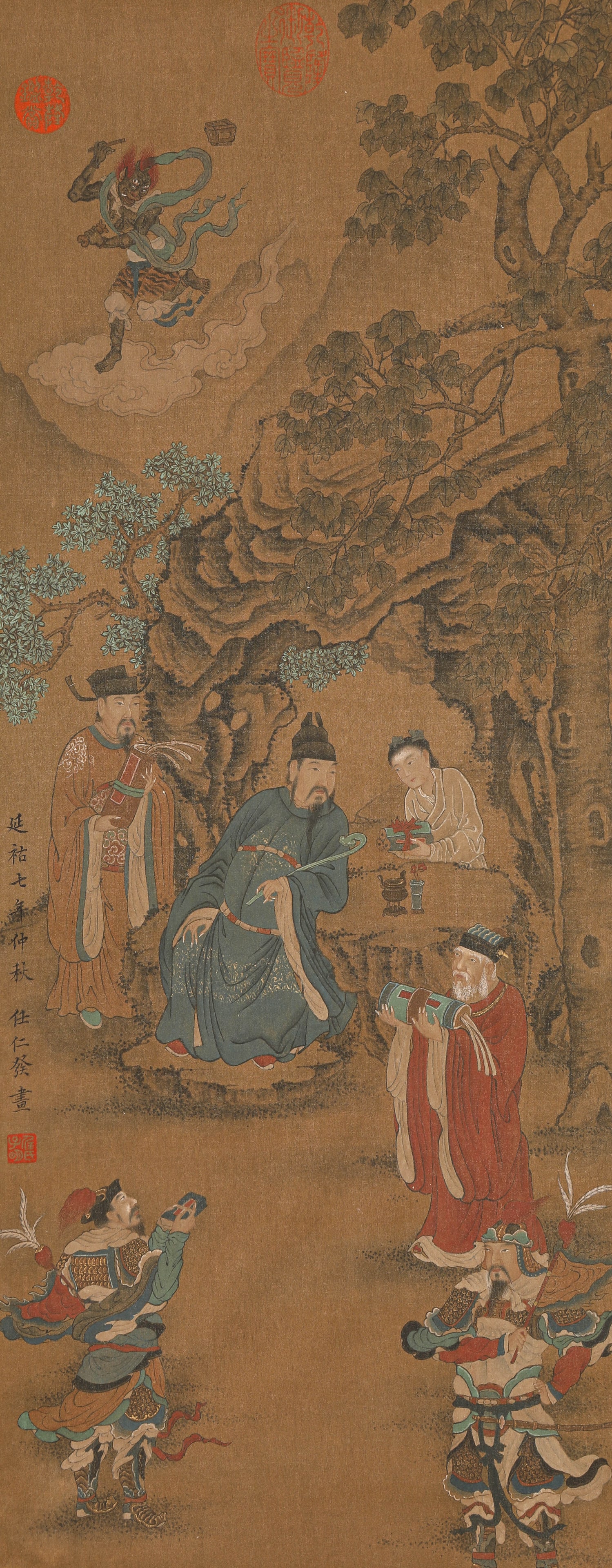 Ren Renfa (1254-1327), attributed to, Figural Narrative (1 of 6)